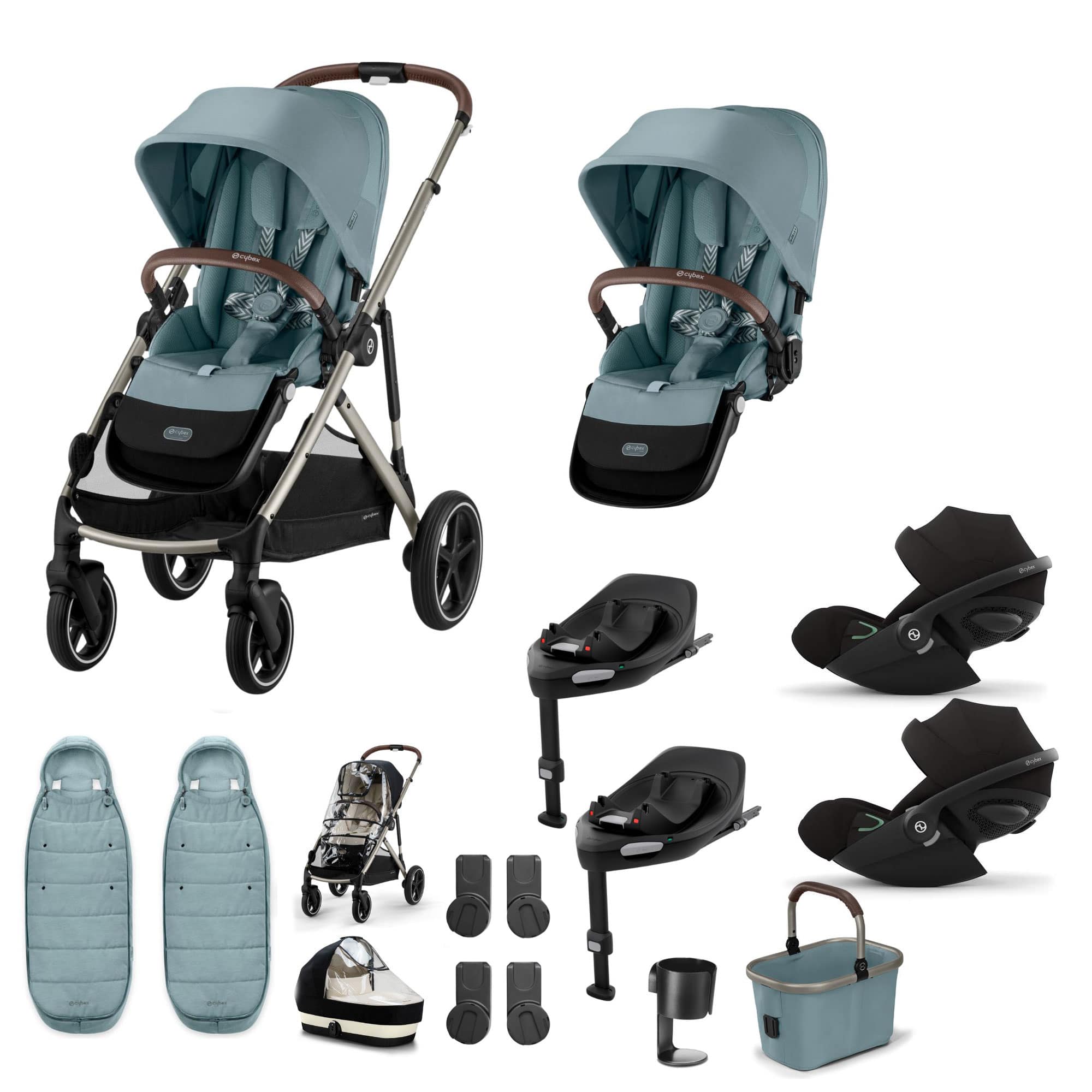 Cybex Gazelle S Twin Luxury Pushchair Bundle in Stormy Blue Travel Systems 20391-TWN-LUX-BLU-5 4063846465965