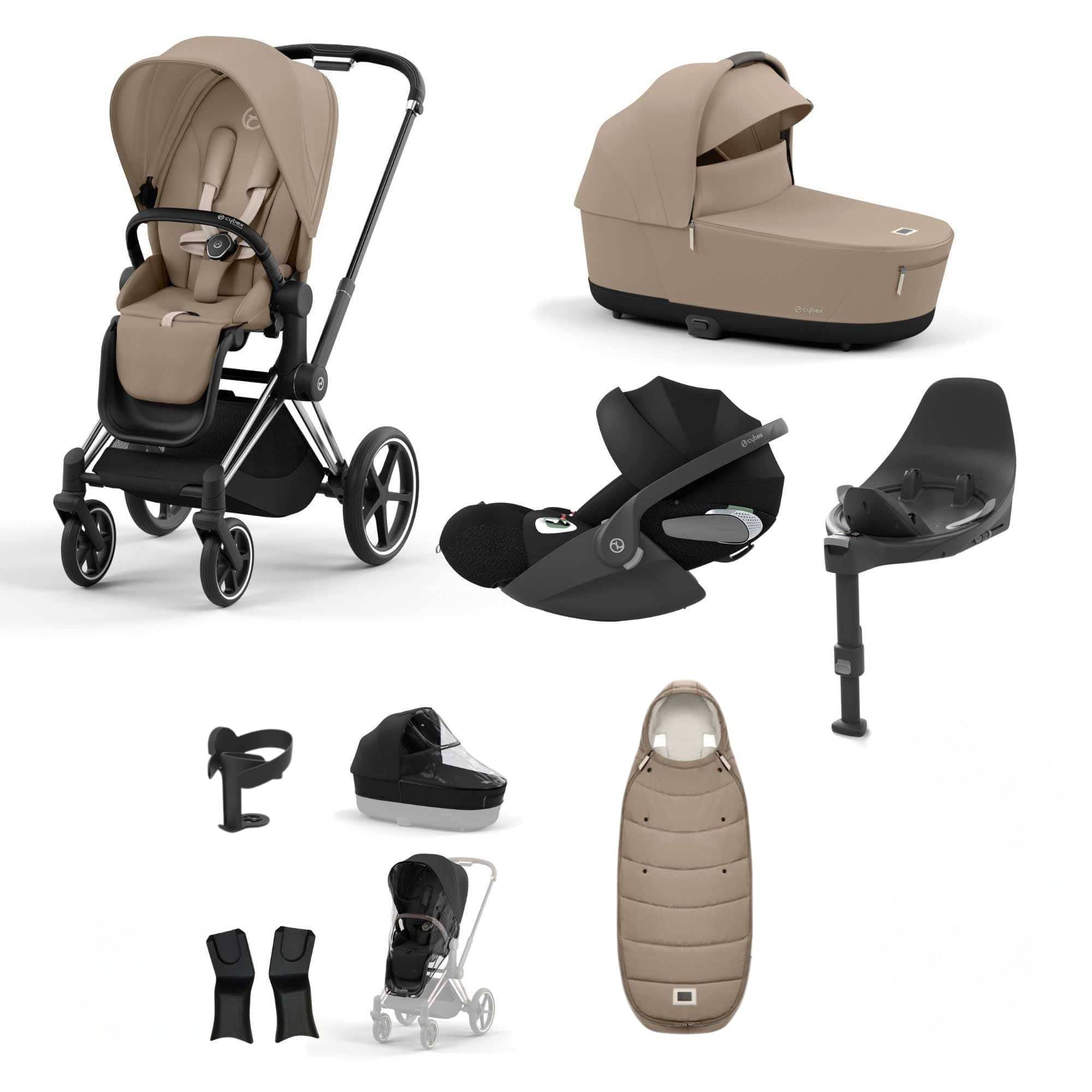 Cybex Priam Bundle With Cloud T in Cozy Beige Travel Systems