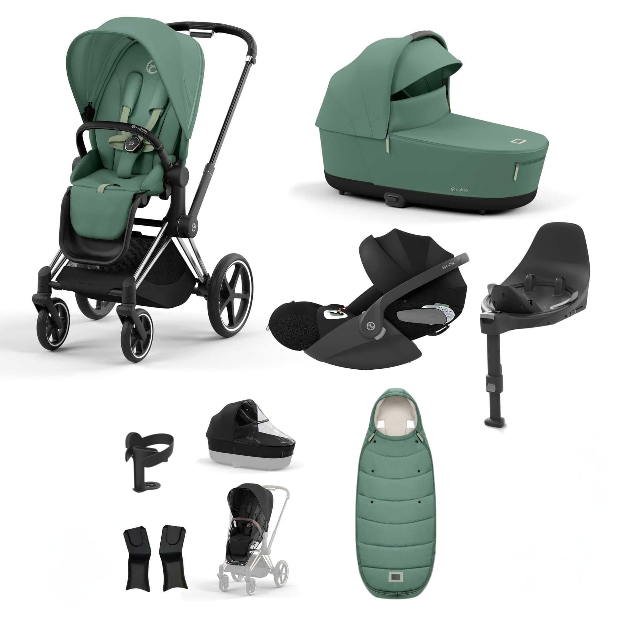 Cybex Priam Bundle With Cloud T in Leaf Green Travel Systems 19678-CHR-CLT-LEF-GRN-a 4063846415694