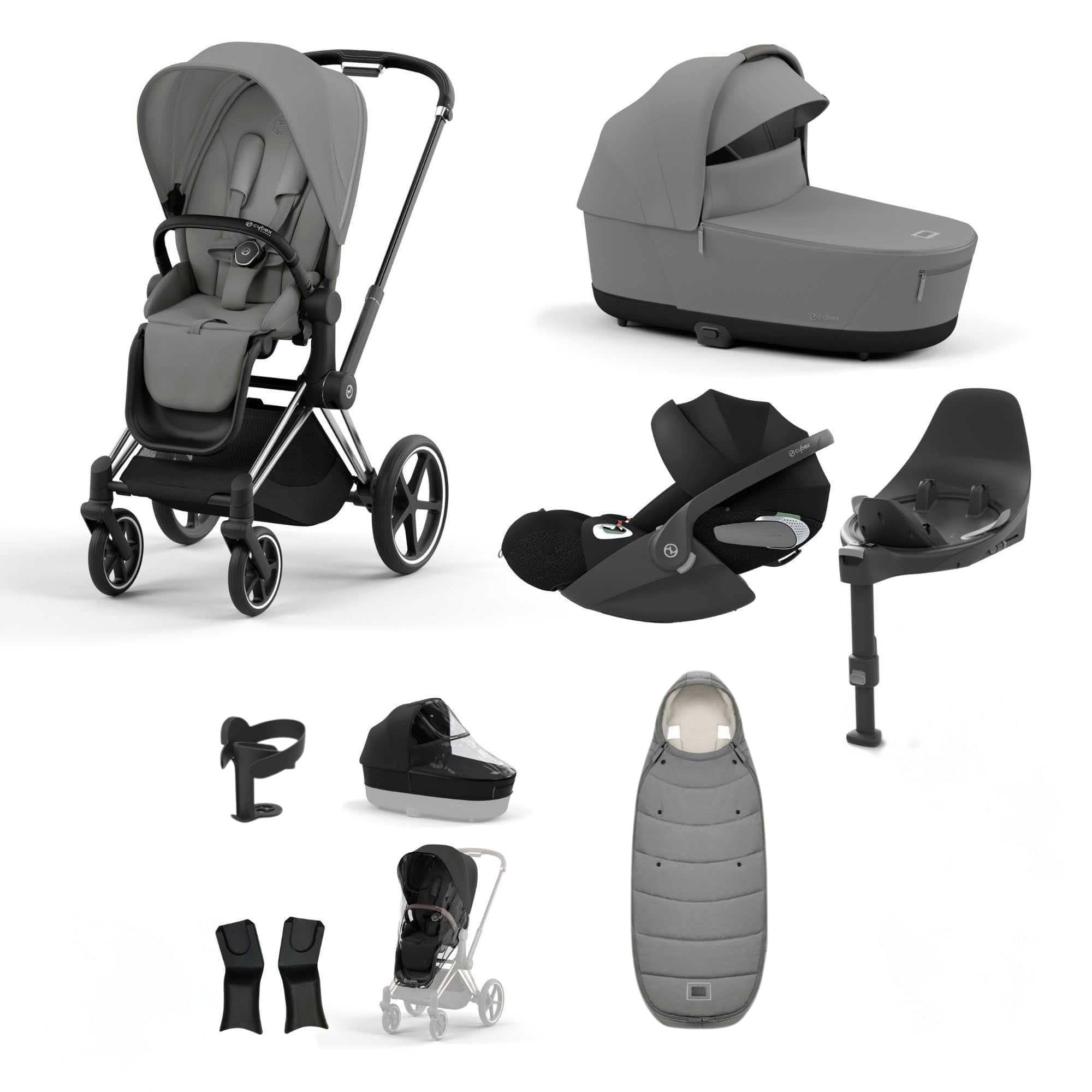 Cybex Priam Bundle With Cloud T in Mirage Grey Travel Systems 19677-CHR-CLT-MIR-GRY-a 4063846415458