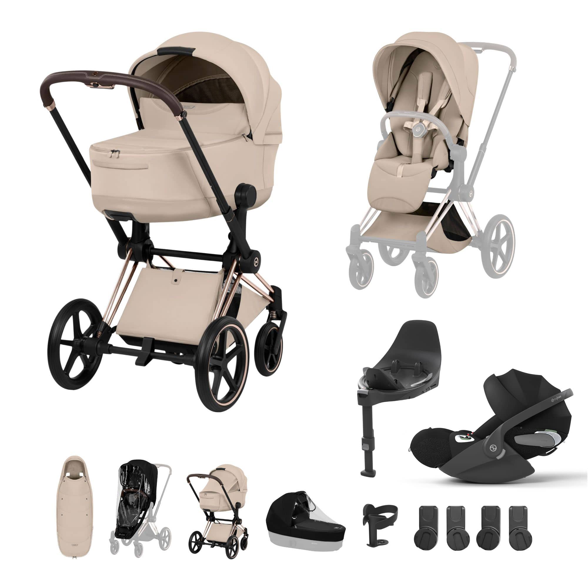 Cybex Priam Ultimate Accessory Bundle - Style Collection in Cozy Beige Travel Systems 21864-RG-COZ-BEI 4063846551040