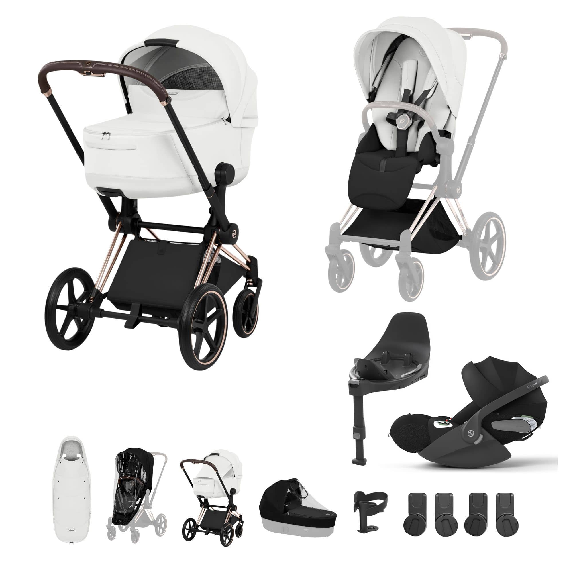 Cybex Priam Ultimate Accessory Bundle - Style Collection in Off White Travel Systems 21864-RG-OFF-WHT 4063846551224