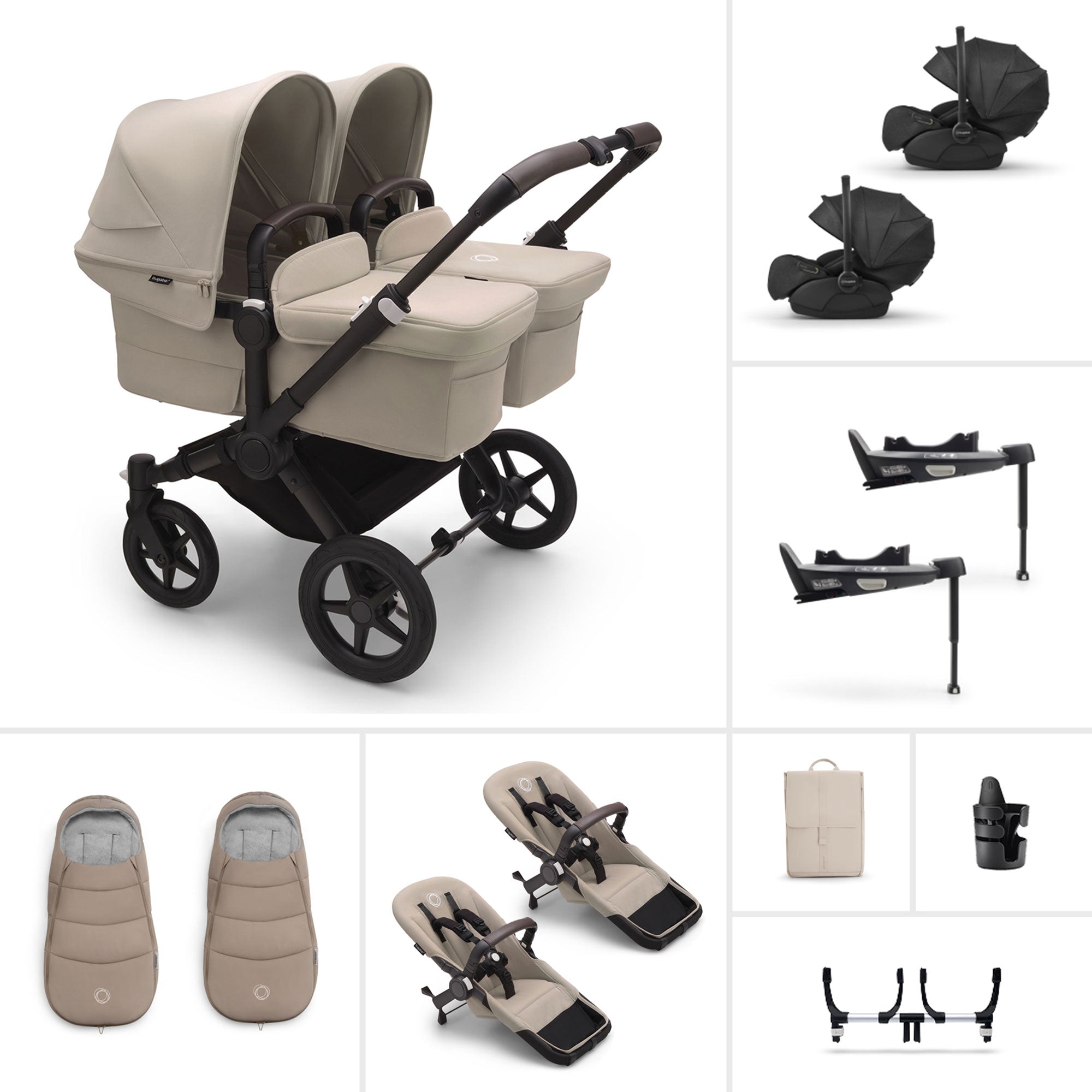 Bugaboo Donkey 5 Twin Ultimate Newborn Bundle in Desert Taupe