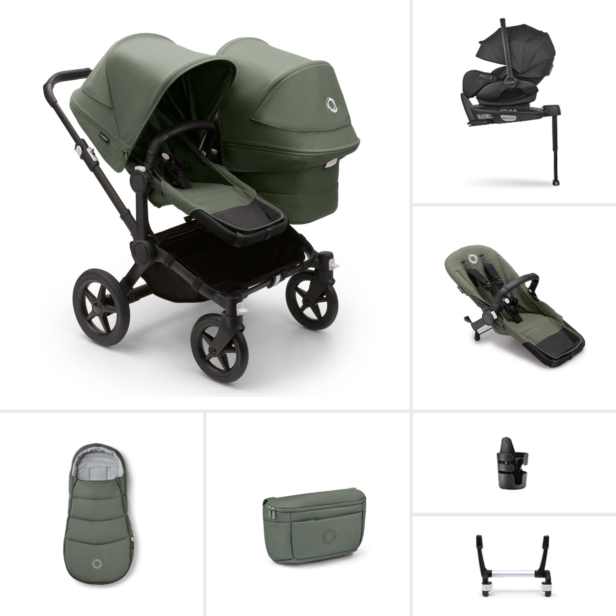 Bugaboo Donkey 5 Duo Ultimate Newborn Bundle in Forest Green