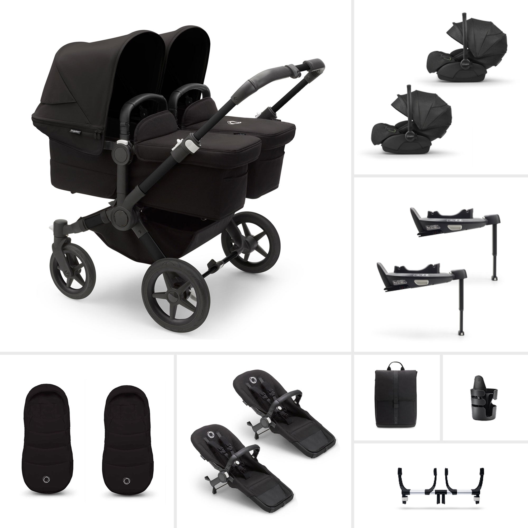 Bugaboo Donkey 5 Twin Ultimate Newborn Bundle in Midnight Black