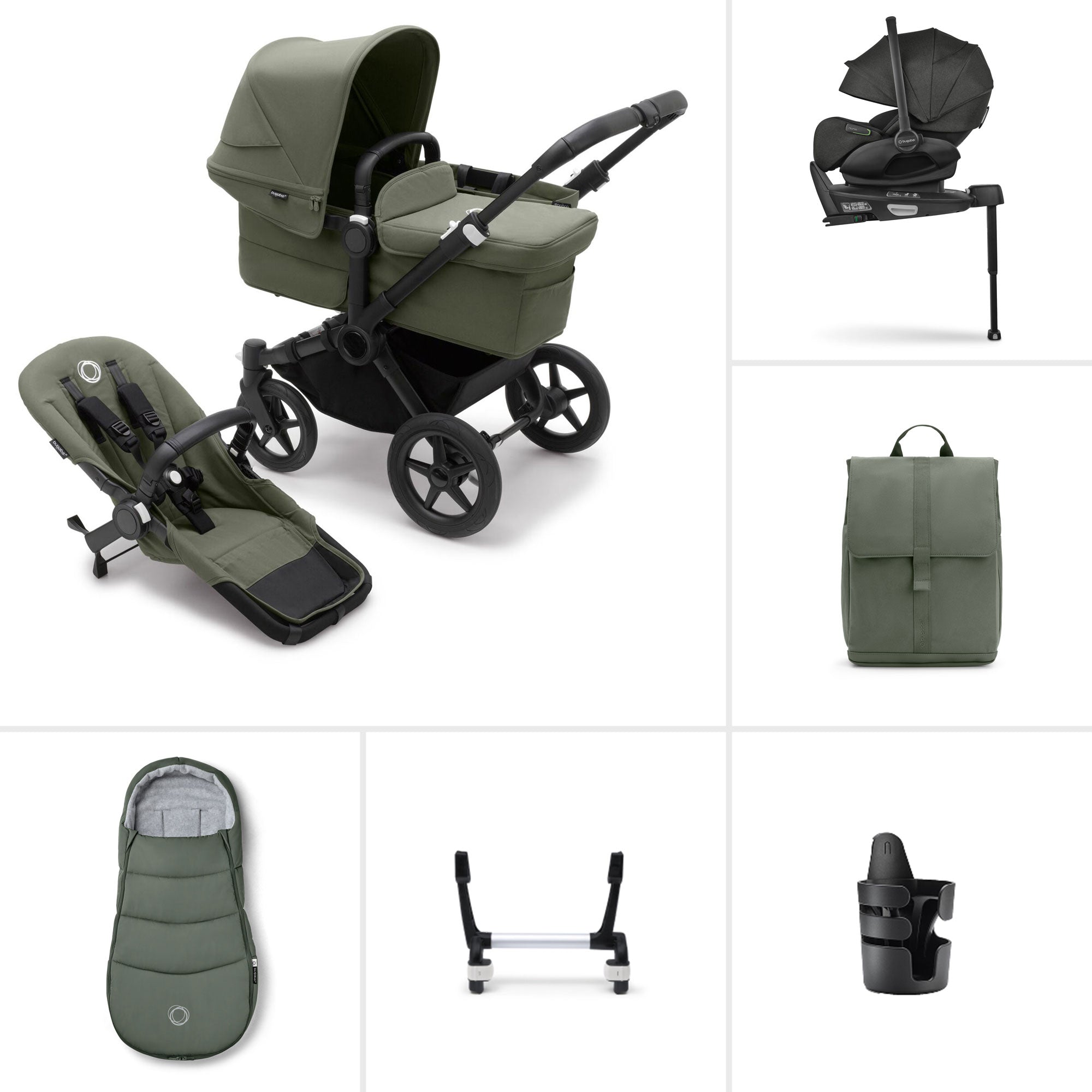 Bugaboo Donkey 5 Mono Ultimate Newborn Bundle in Forest Green