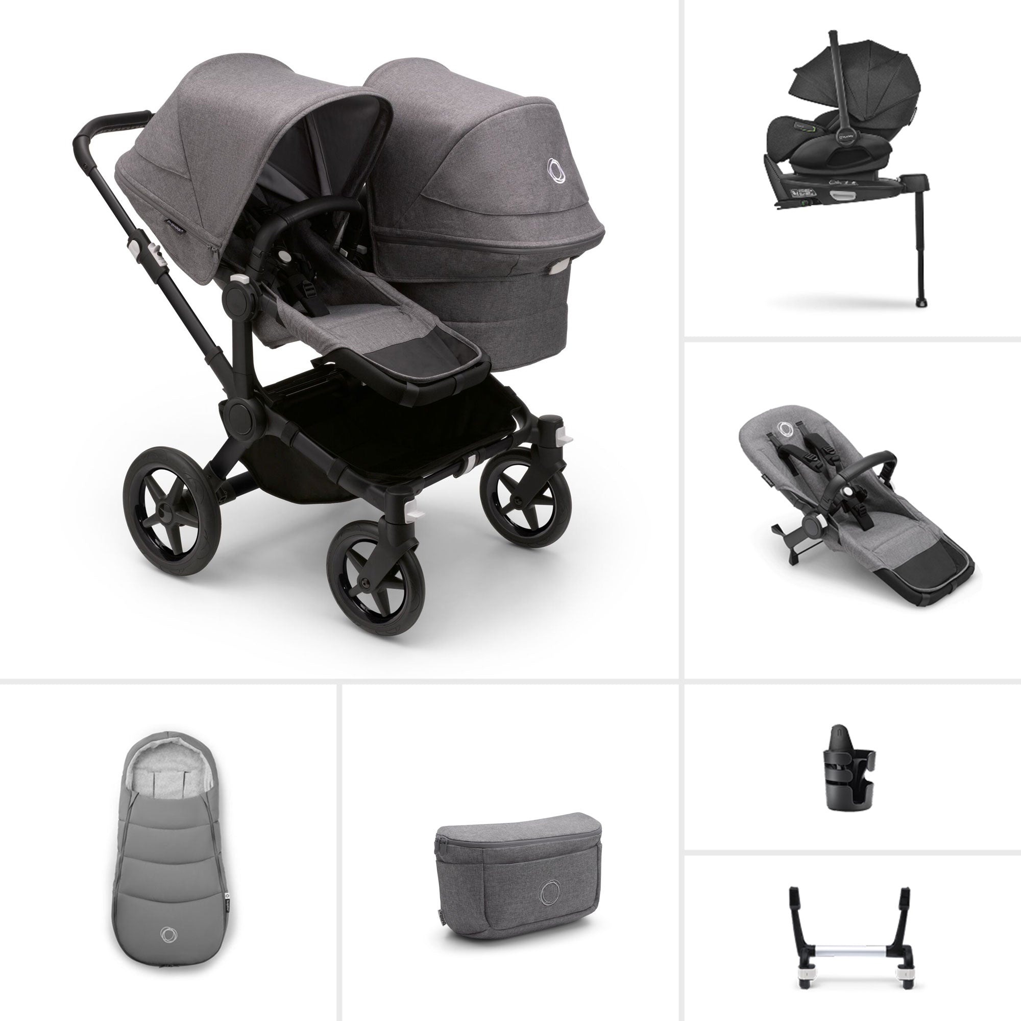 Bugaboo Donkey 5 Duo Ultimate Newborn Bundle in Grey Mélange