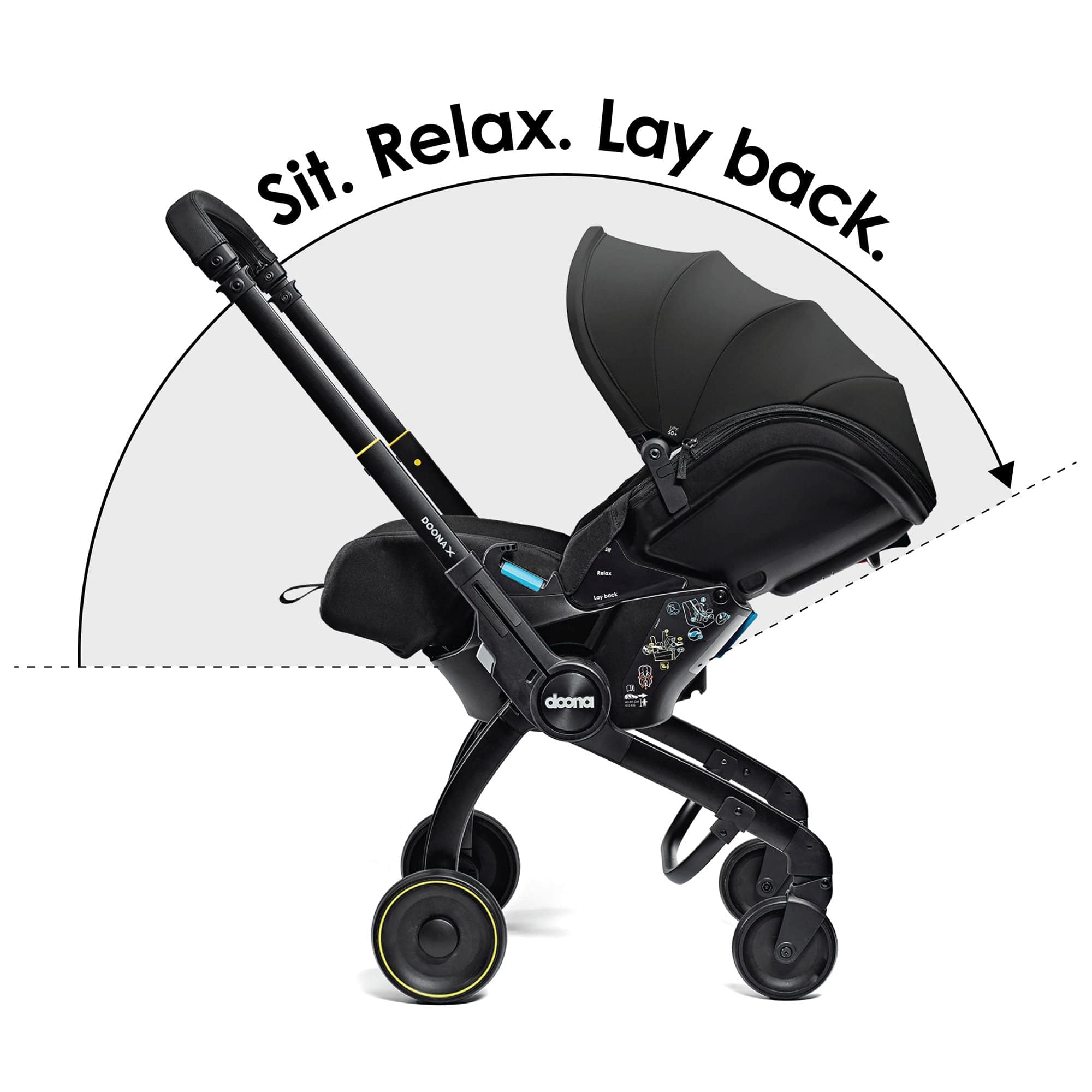 Doona X Infant Car Seat Stroller & X Isofix Base Nitro Black Baby Car Seats 14569-NIT-BLK 4895231706441