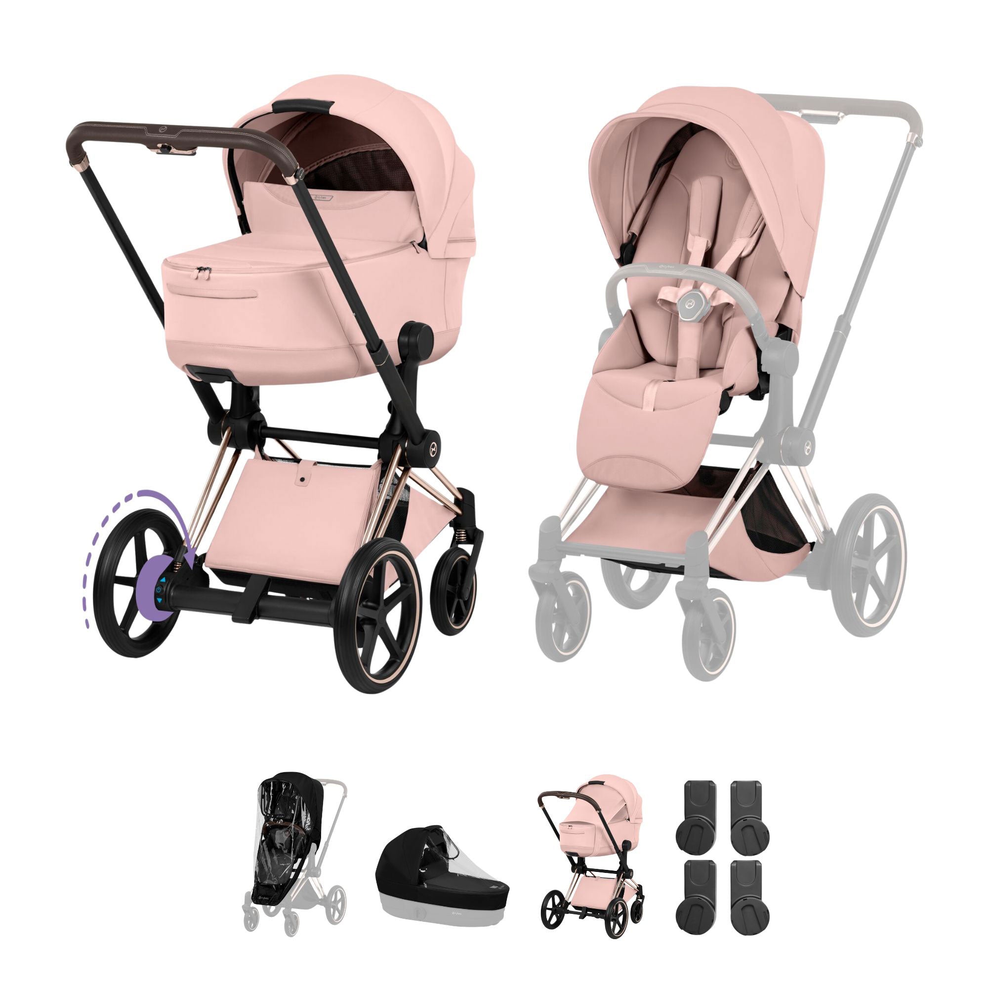 Cybex ePriam Pushchair Set - Style Collection in Peach Pink