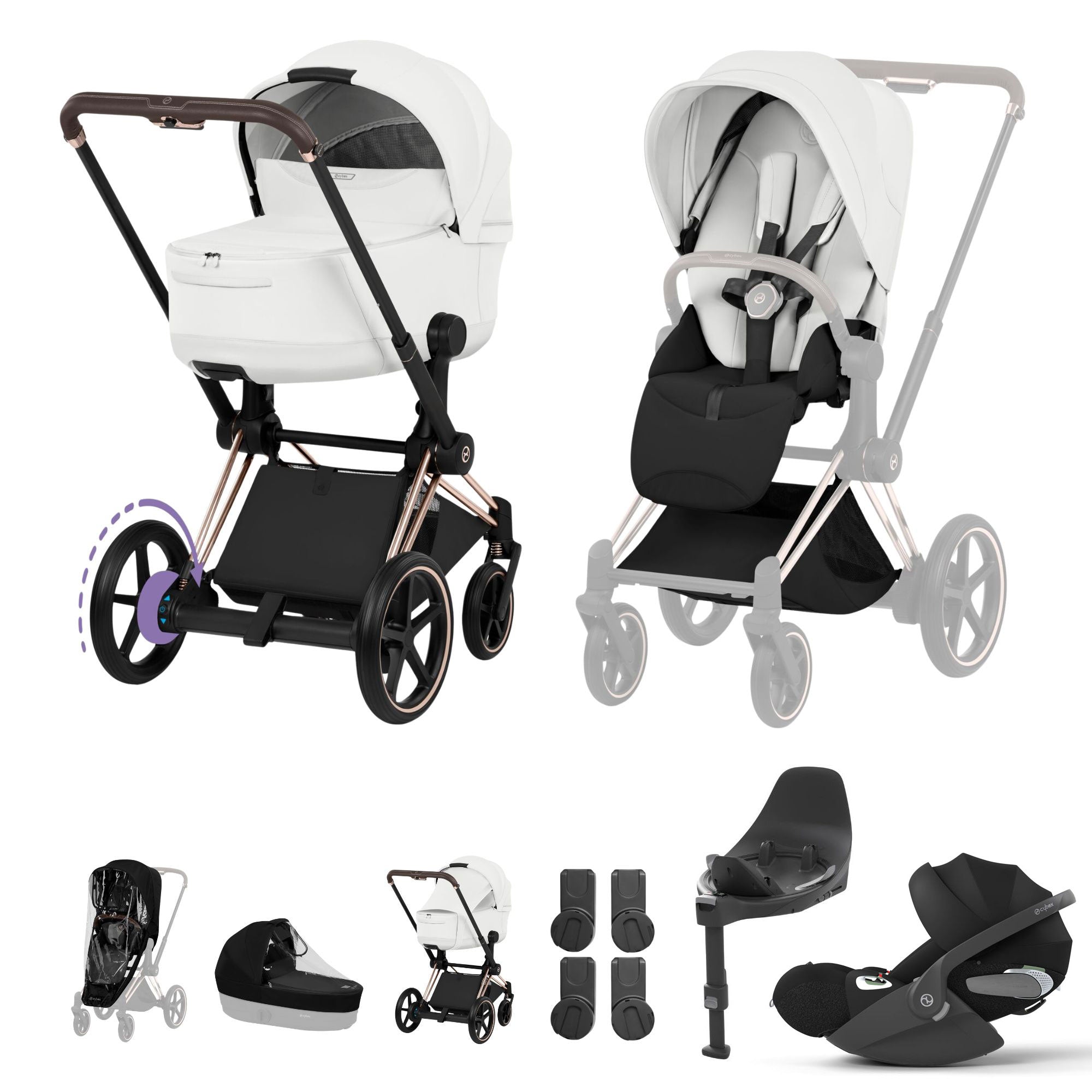Cybex ePriam Ultimate Bundle - Style Collection in Off White