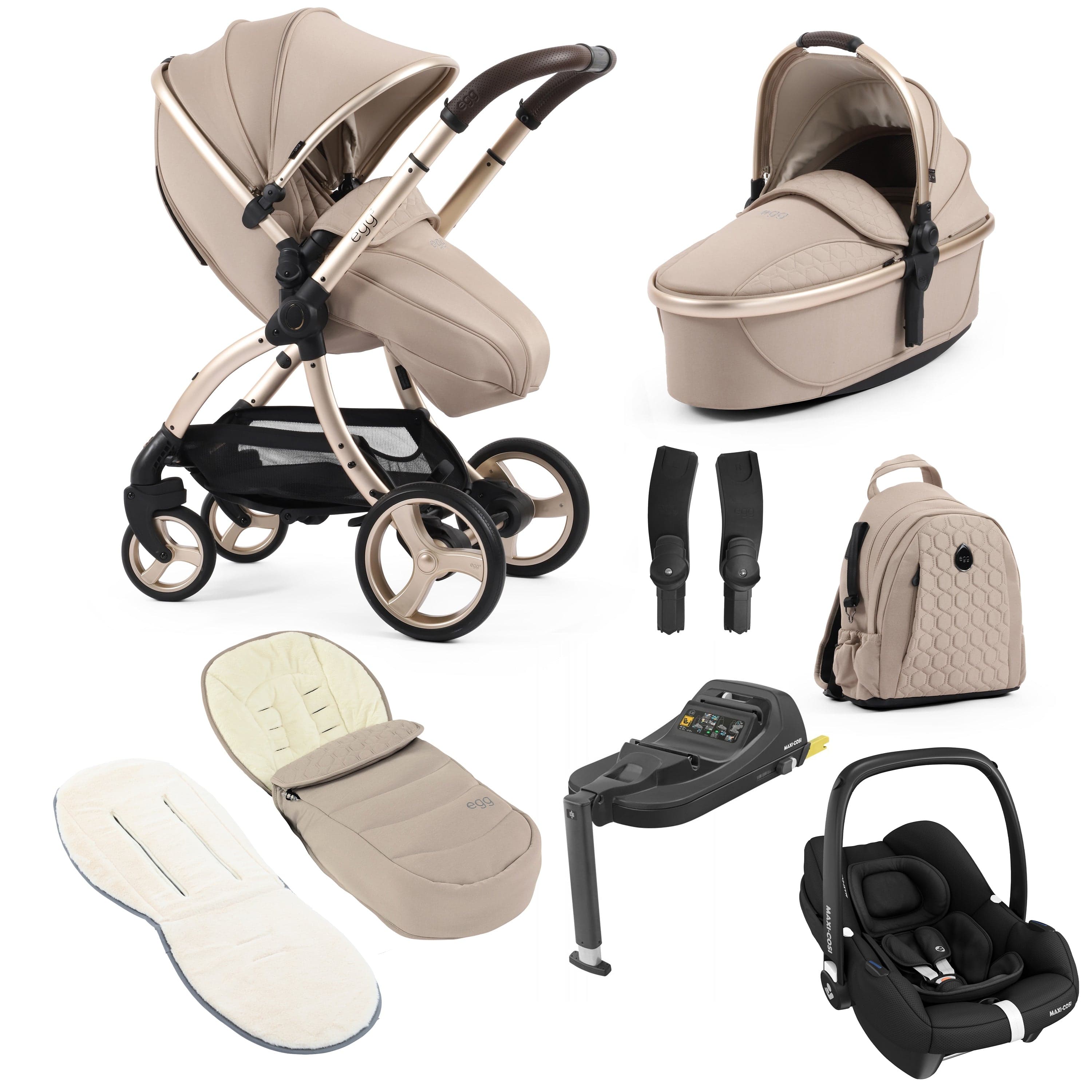 maxi cosi 3 in 1 pram egg3 Luxury Maxi-Cosi Travel System Bundle in Feather