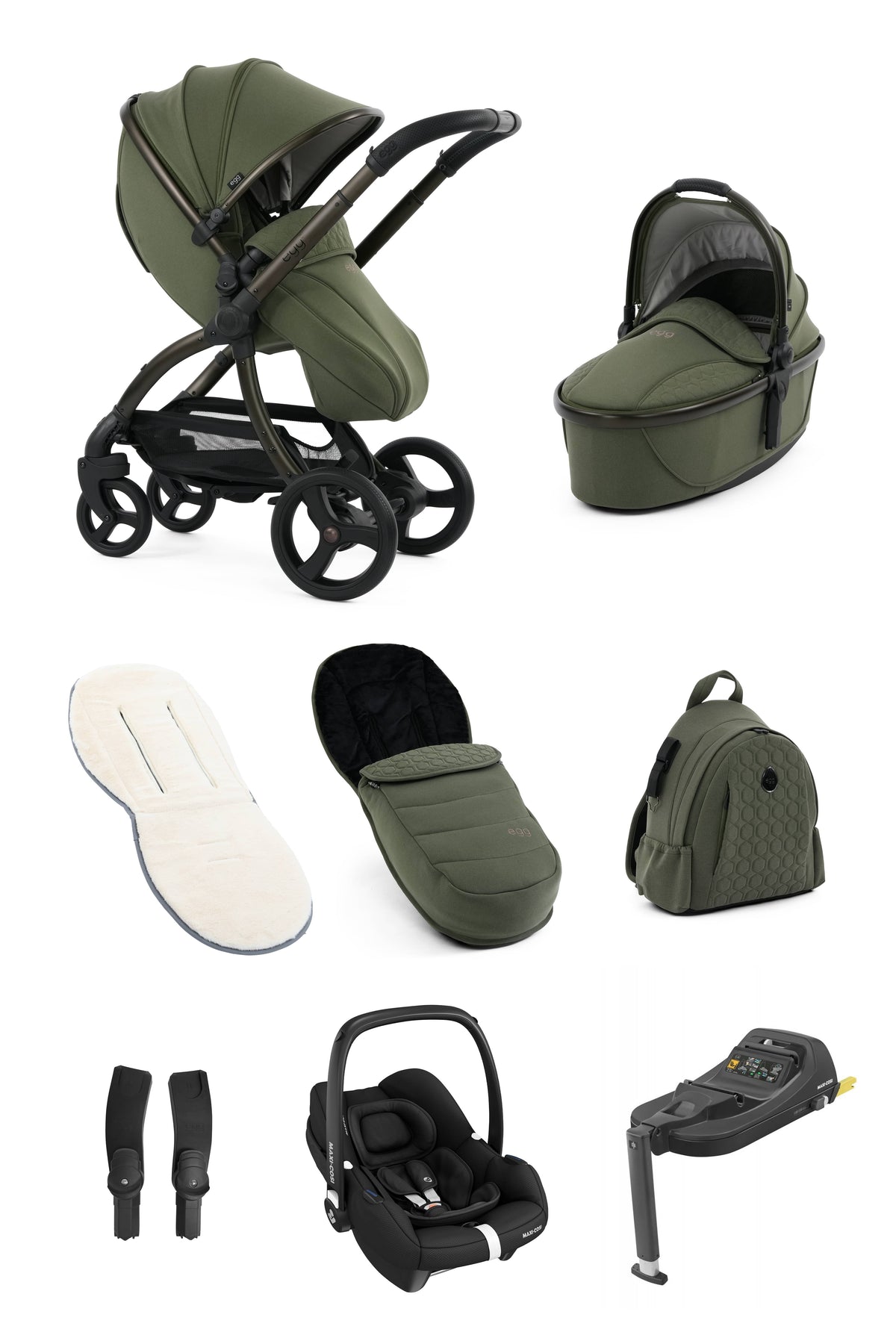 egg3 Luxury Maxi-Cosi Travel System Bundle in Sage Travel Systems 23556-SGE-1 5061058983917