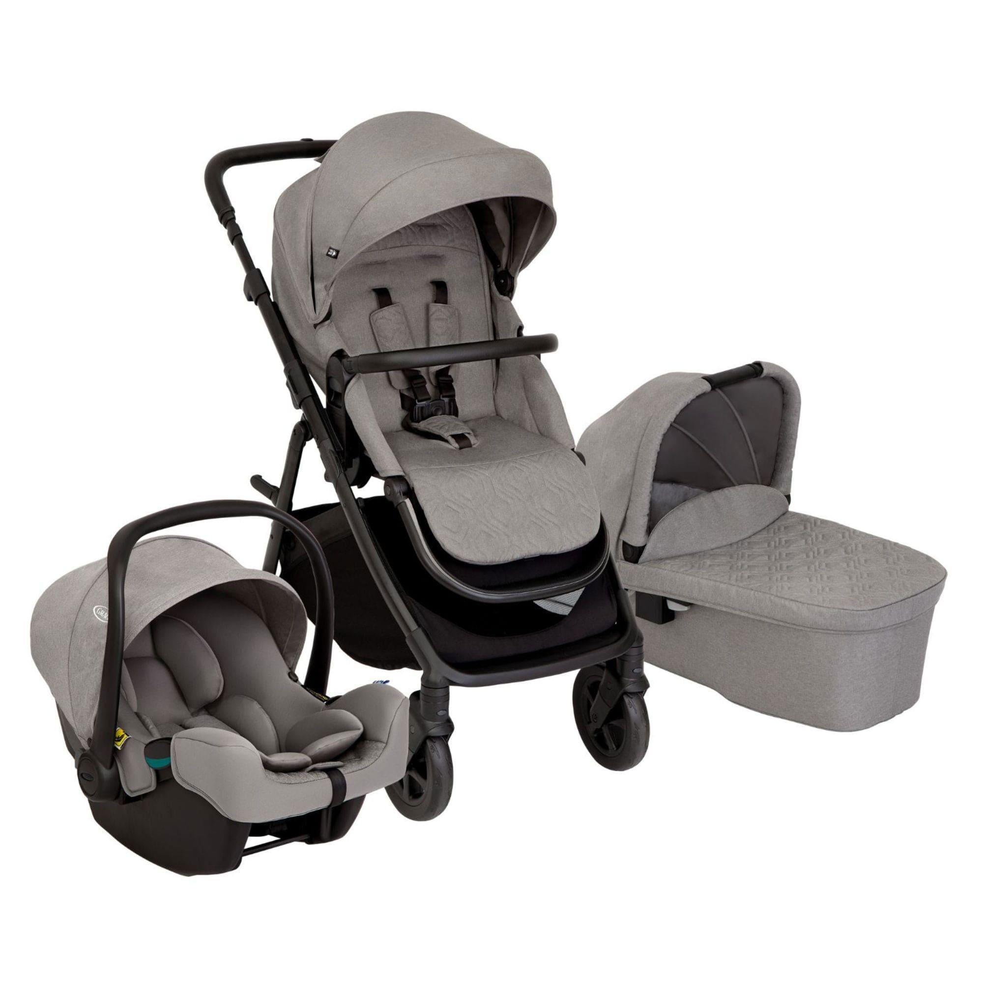 Graco Near2Me DLX Trio (Pushchair, Carrycot and Snuglite) in Ash Travel Systems GT1910AAASH000 5060624773808