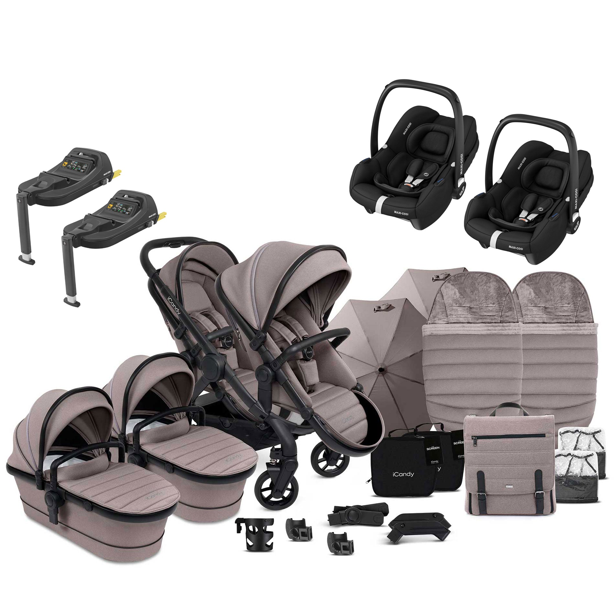 iCandy Peach 7 Twin Complete Maxi-Cosi Travel System in Porcini