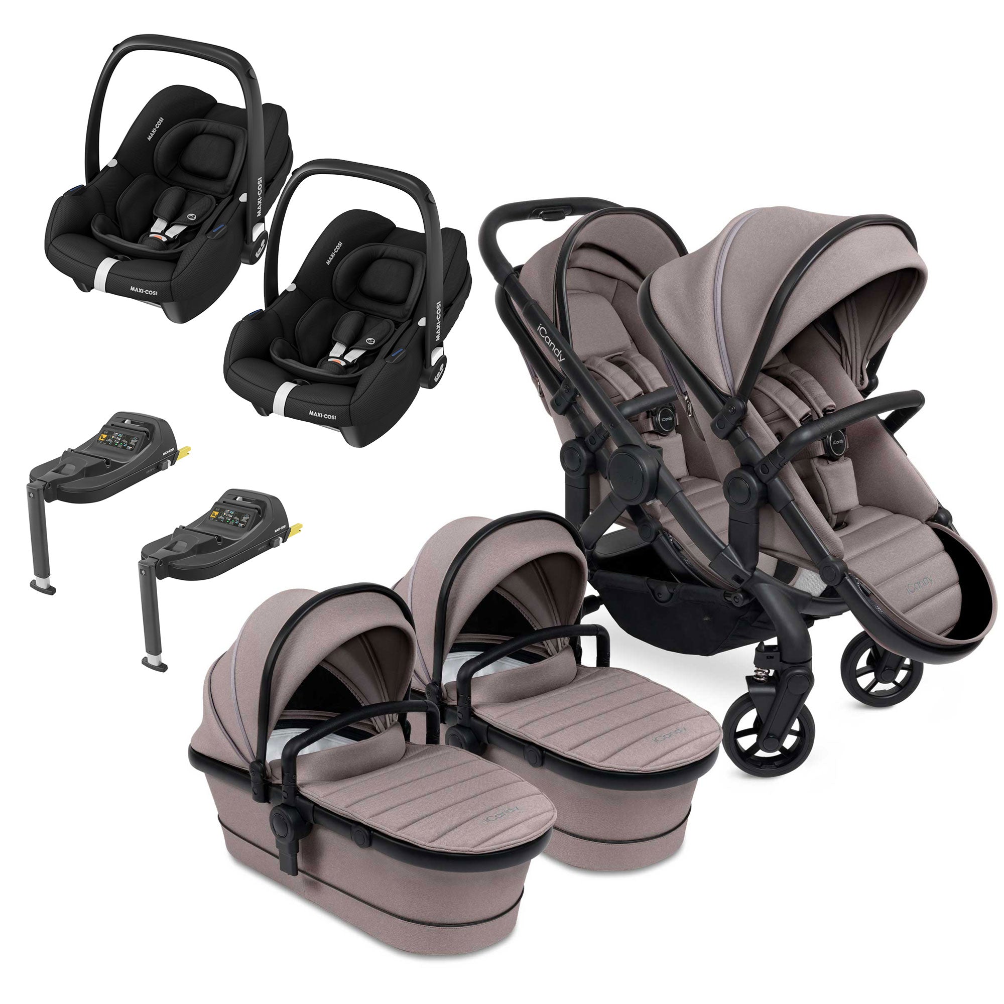 iCandy Peach 7 Twin Maxi-Cosi Bundle in Porcini