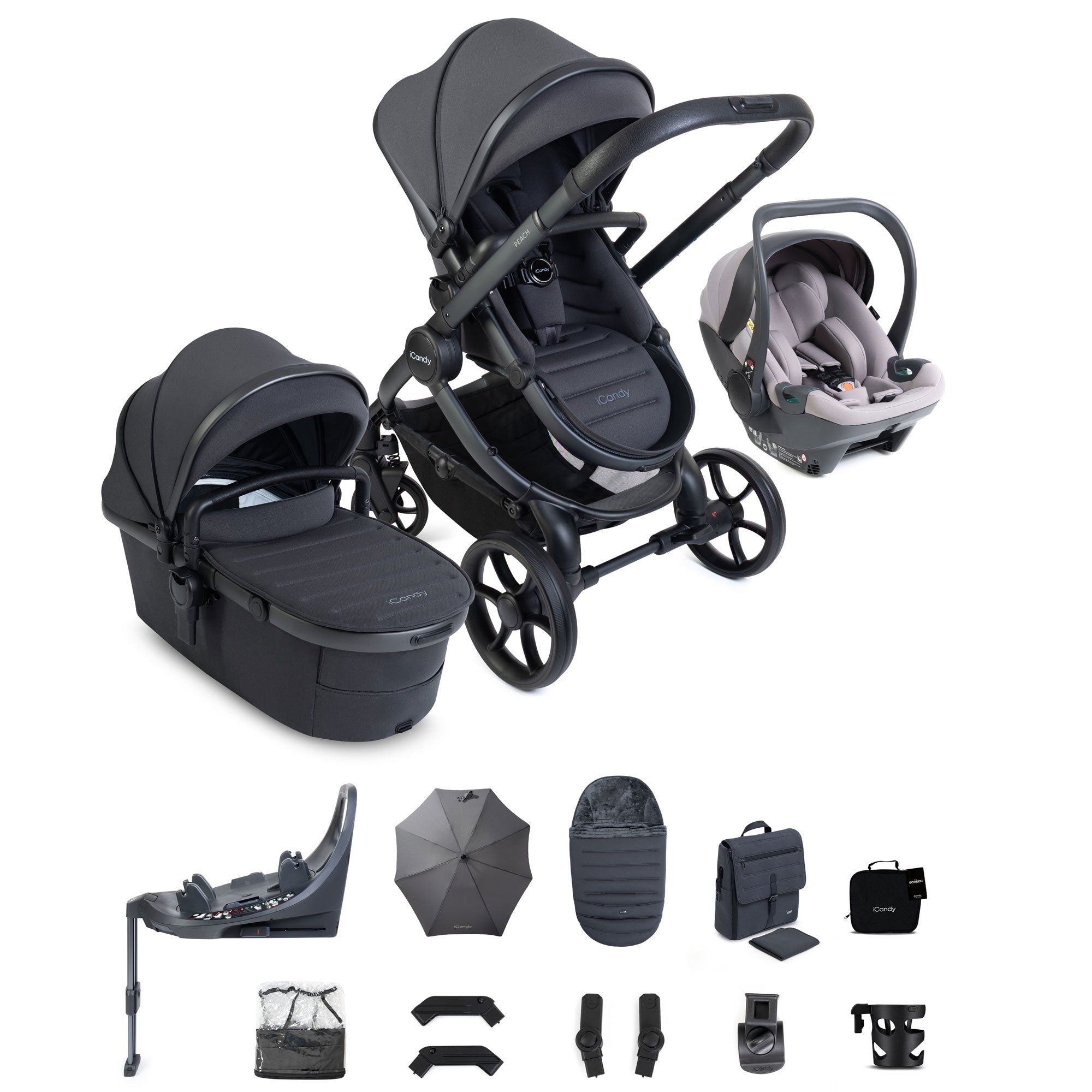 iCandy Peach 8 Complete Bundle with Cocoon 360 in Grey