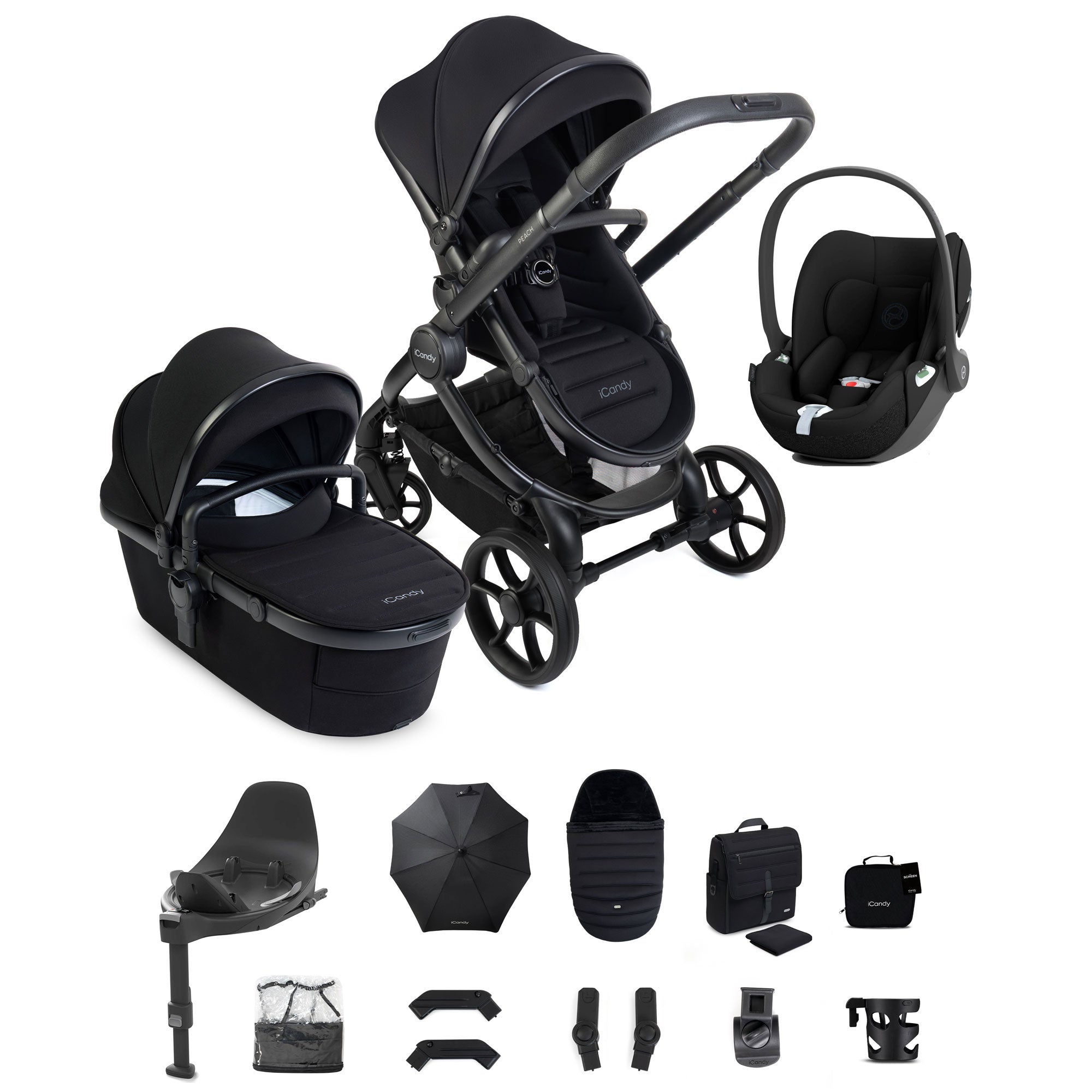 iCandy Peach 8 Complete Cybex Bundle in Black