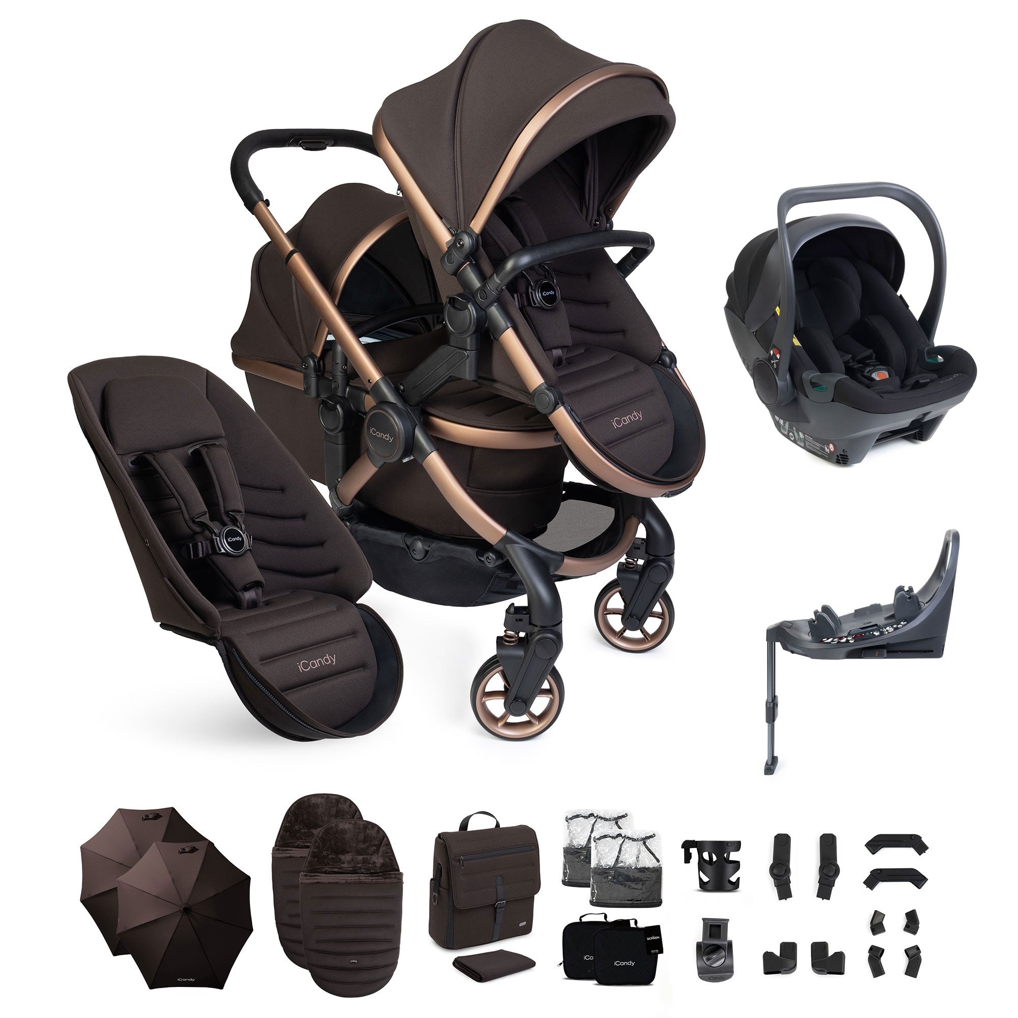 iCandy Peach 8 Editions Double Complete Bundle with Cocoon 360 in Pecan