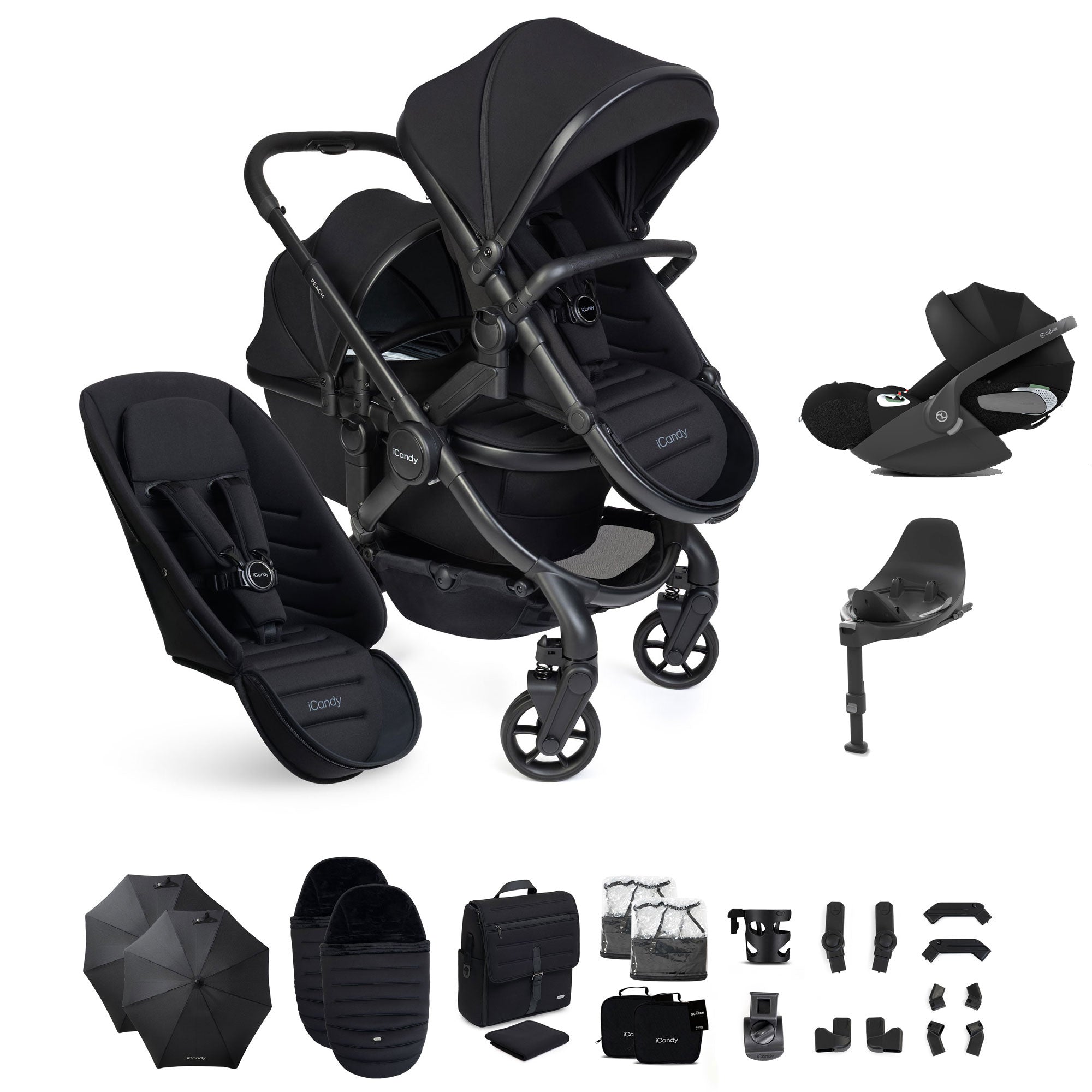 iCandy Peach 8 Double Complete Cybex Bundle in Black