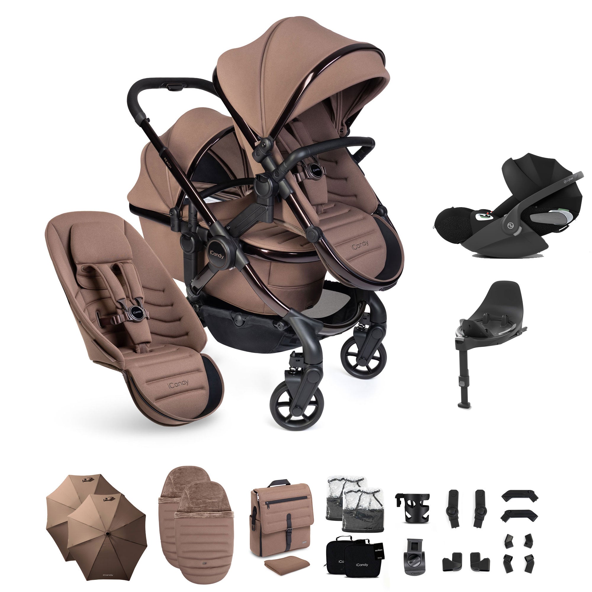 iCandy Peach 8 Editions Double Complete Cybex Bundle in Coco
