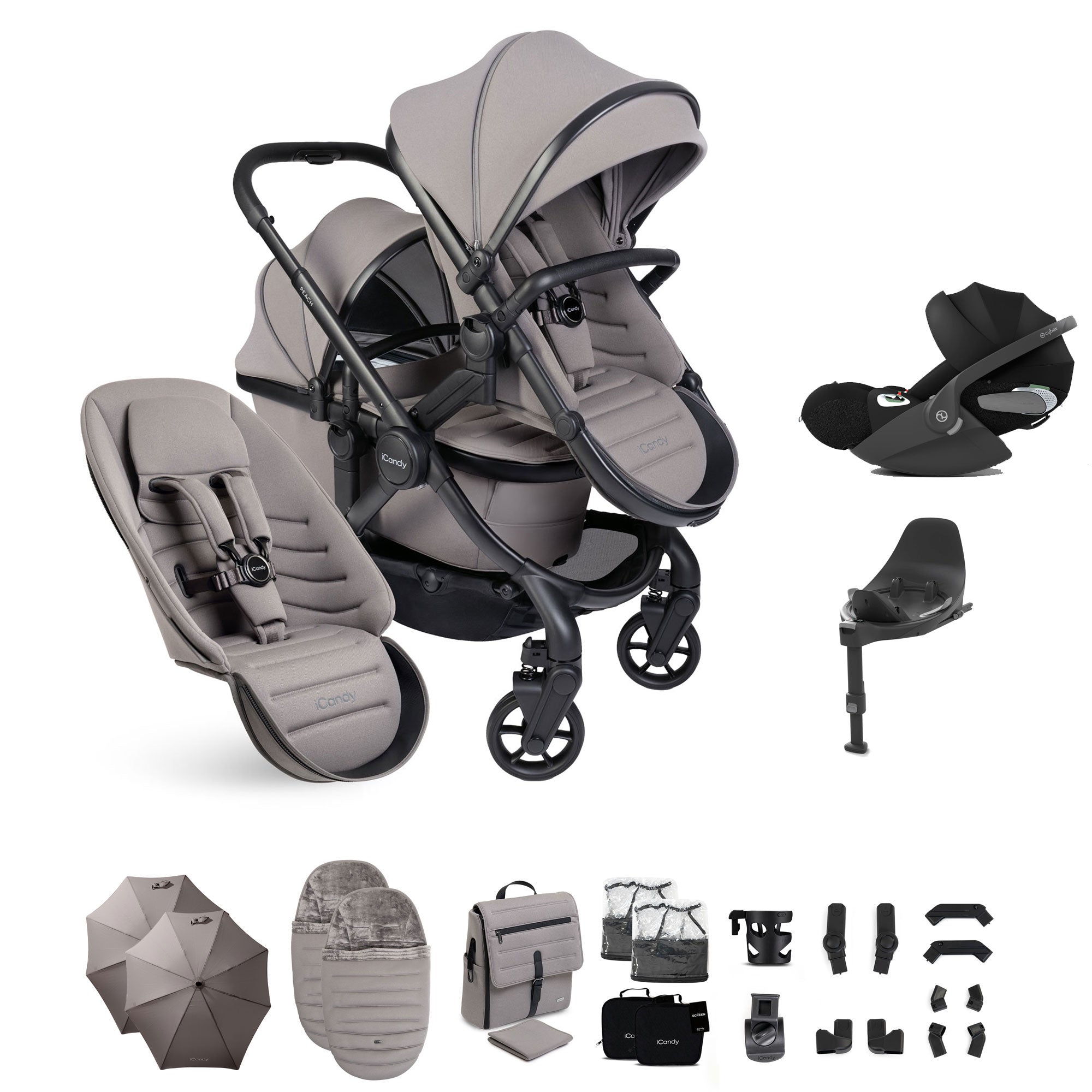 iCandy Peach 8 Double Complete Cybex Bundle in Porcini