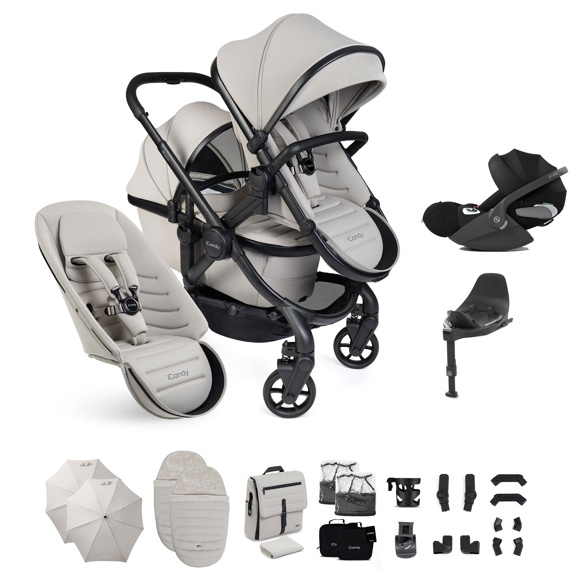 iCandy Peach 8 Double Complete Cybex Bundle in Taupe