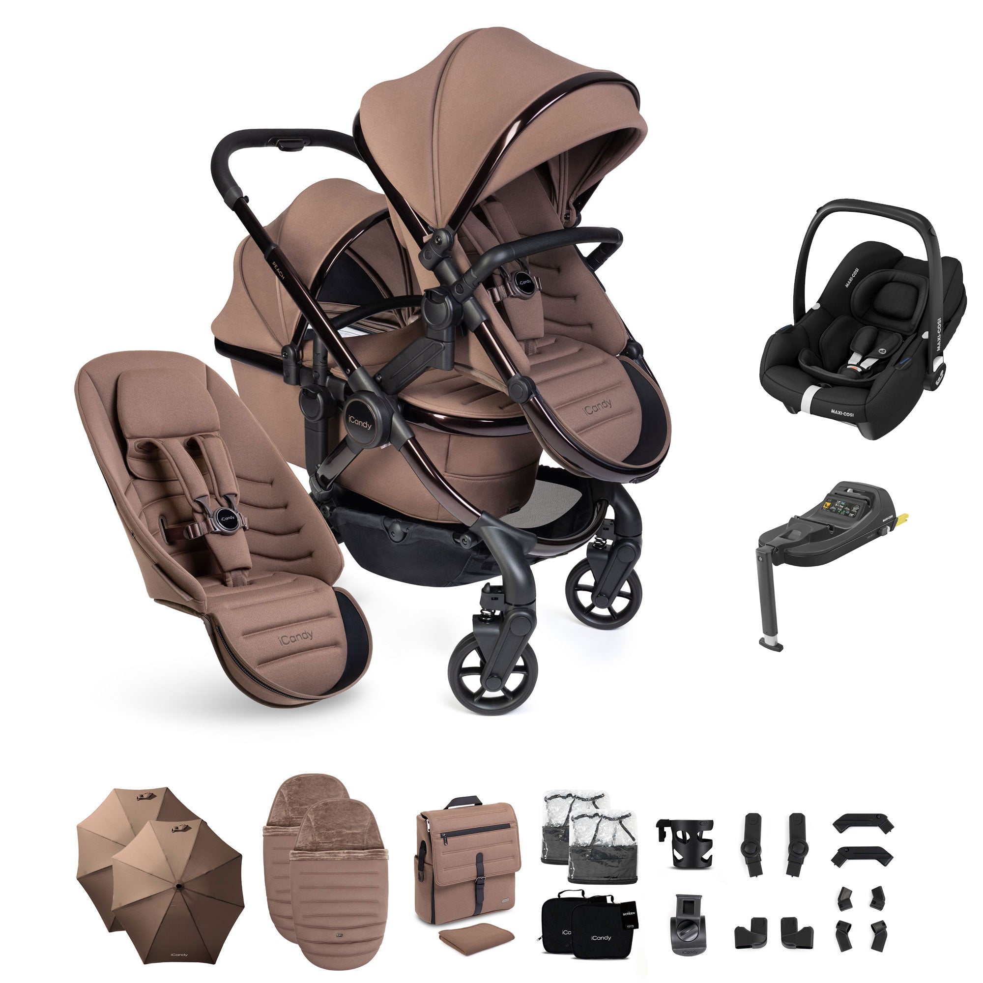 iCandy Peach 8 Editions Double Complete Maxi-Cosi Bundle in Coco
