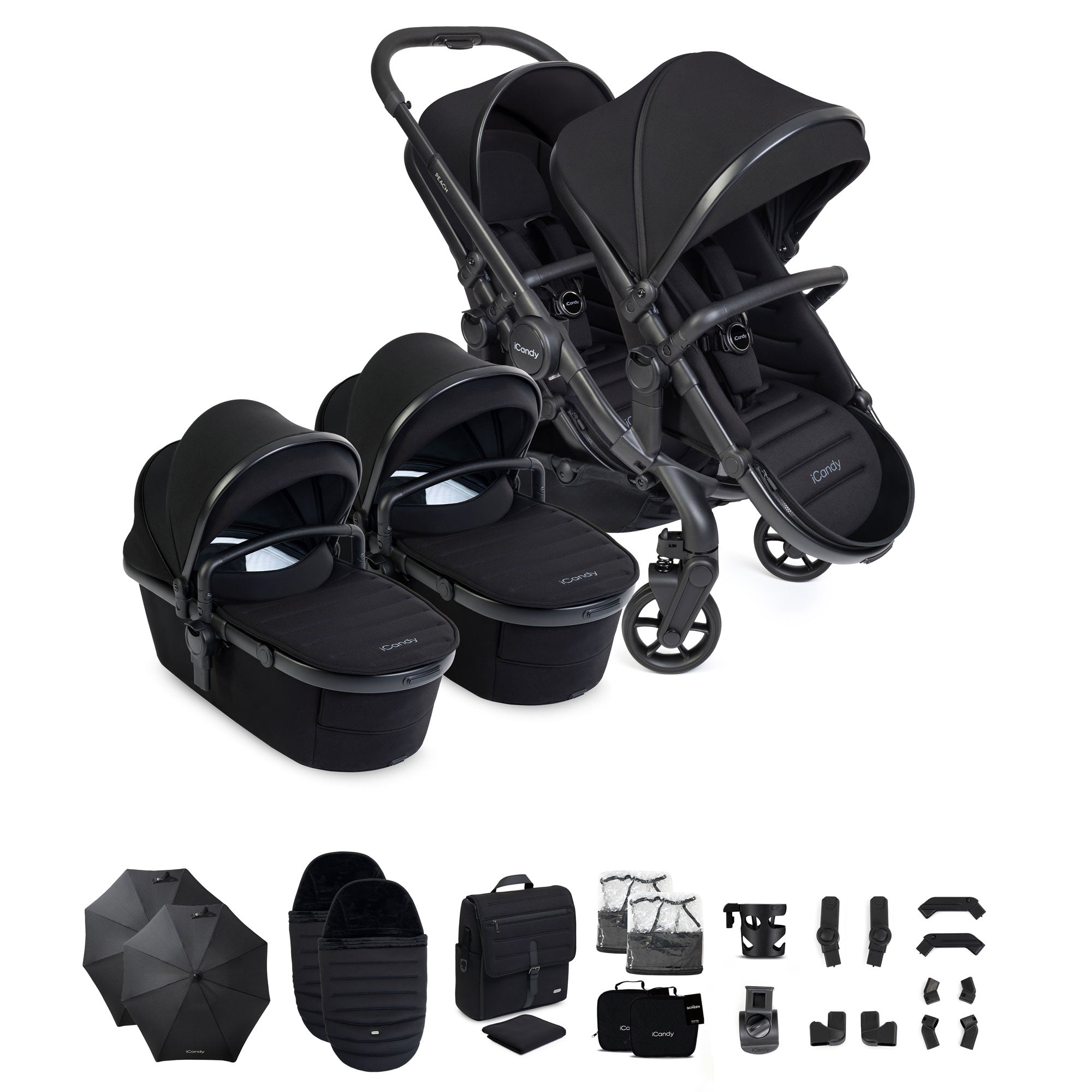 iCandy Peach 8 Twin Complete Bundle in Black