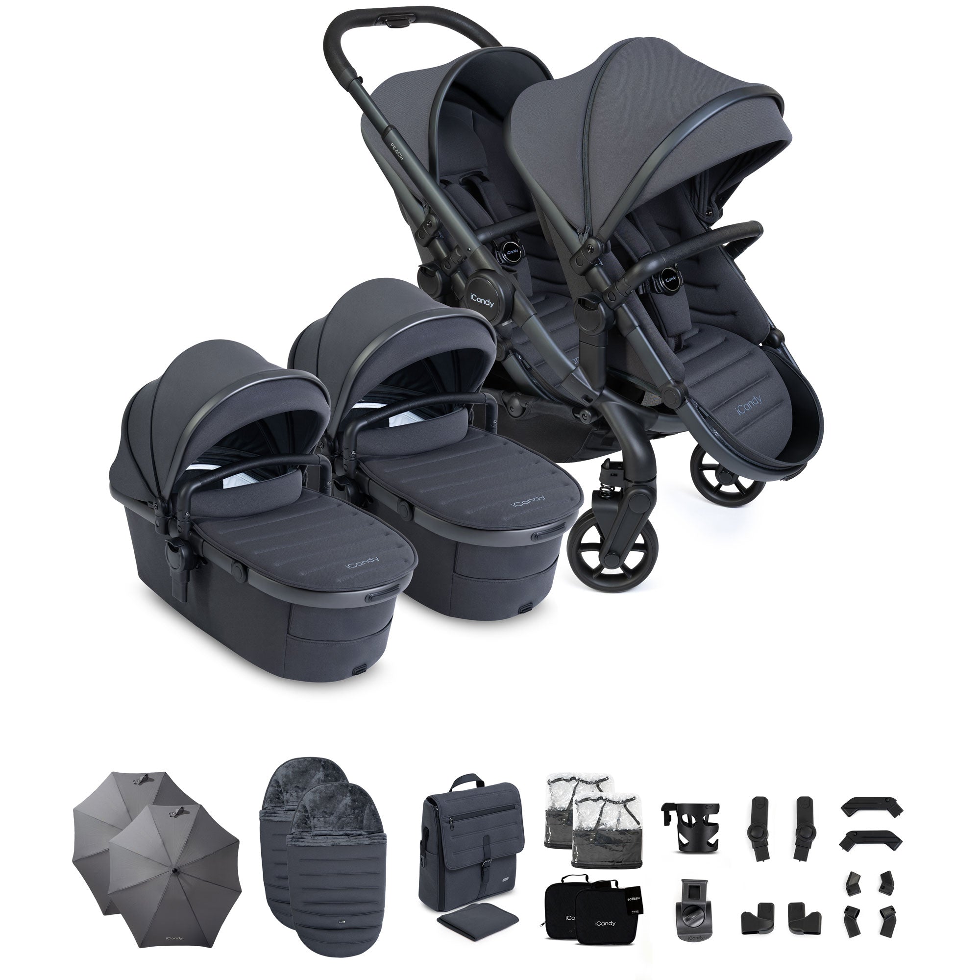 iCandy Peach 8 Twin Complete Bundle in Grey