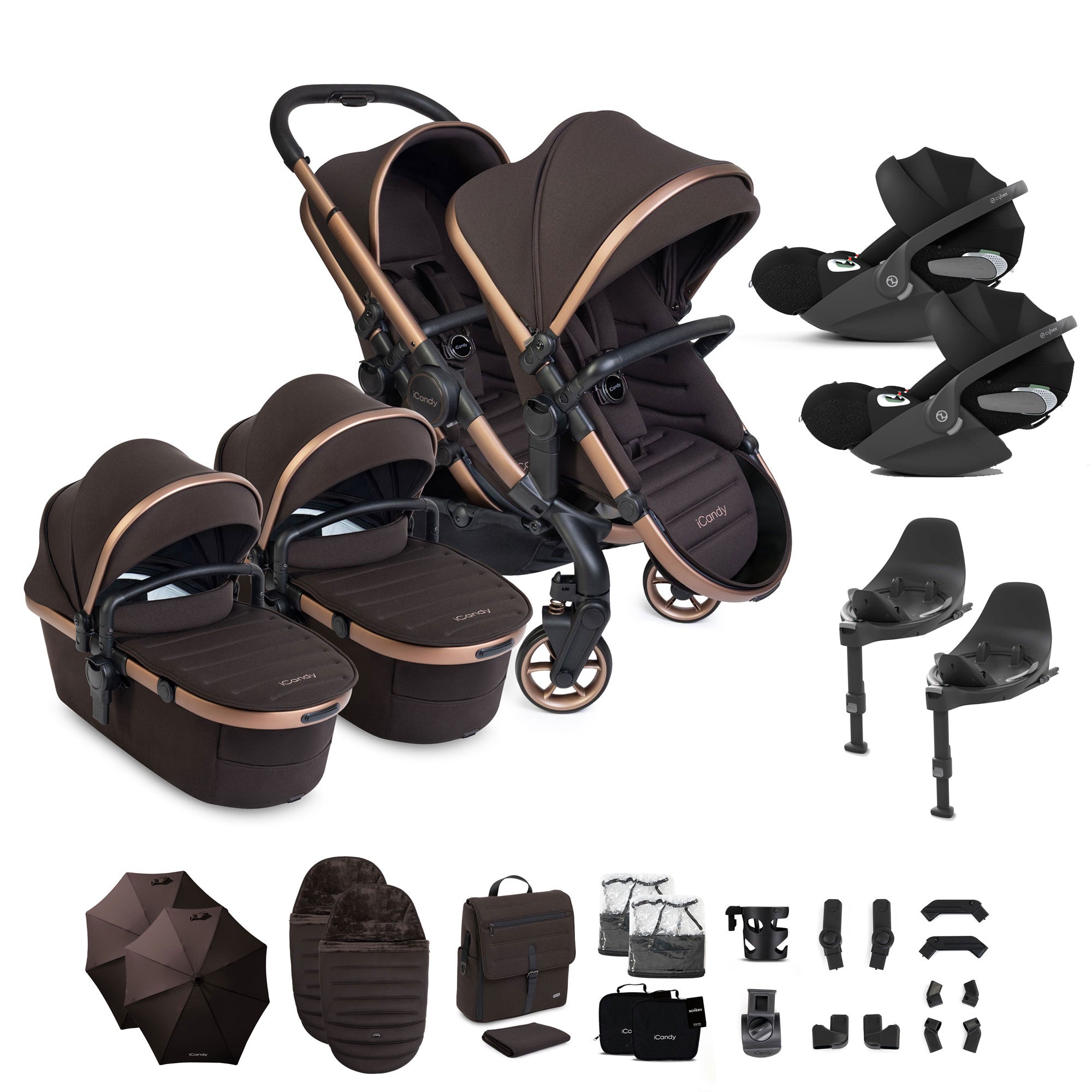 iCandy Peach 8 Editions Twin Complete Cybex Travel System in Pecan