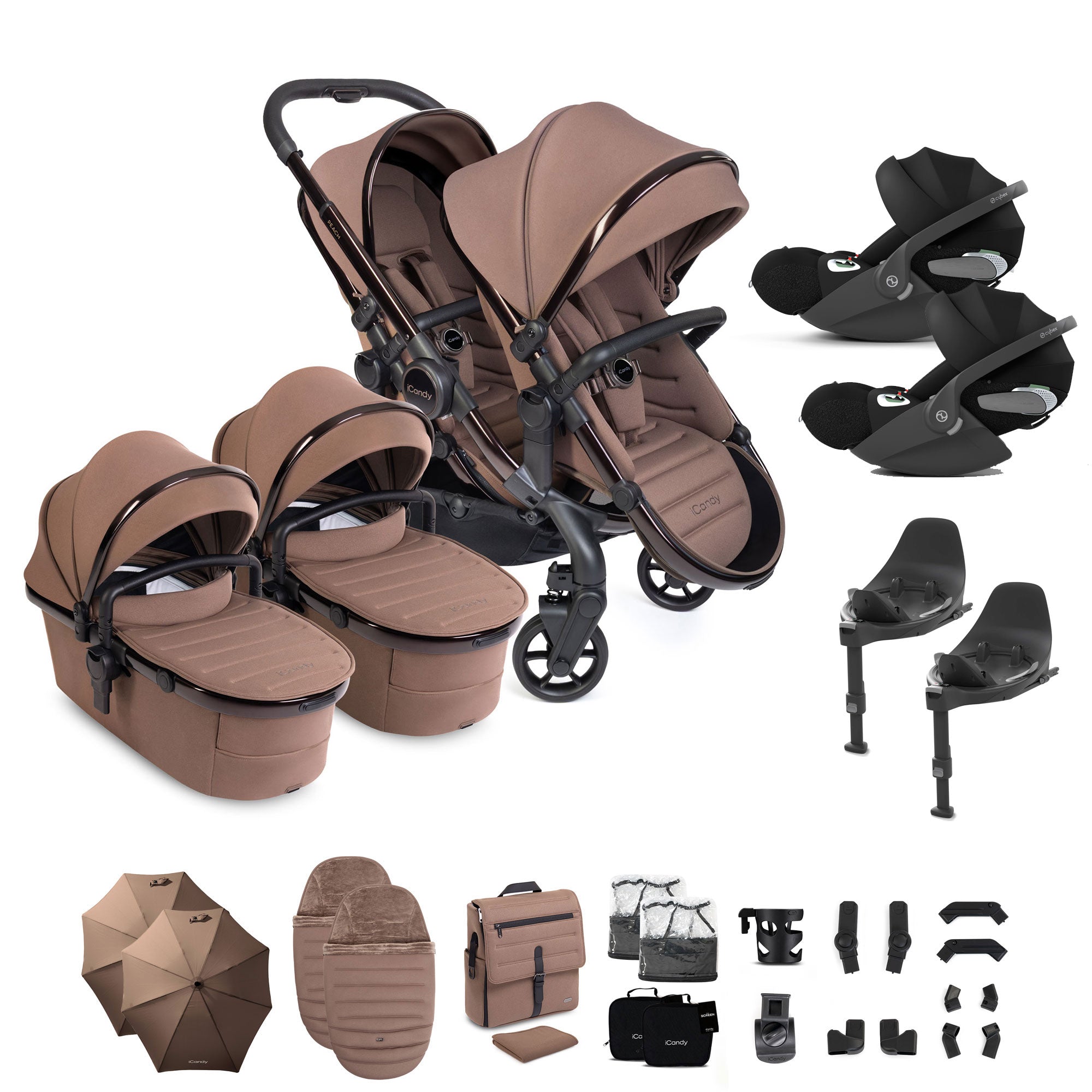 iCandy Peach 8 Editions Twin Complete Cybex Travel System in Coco