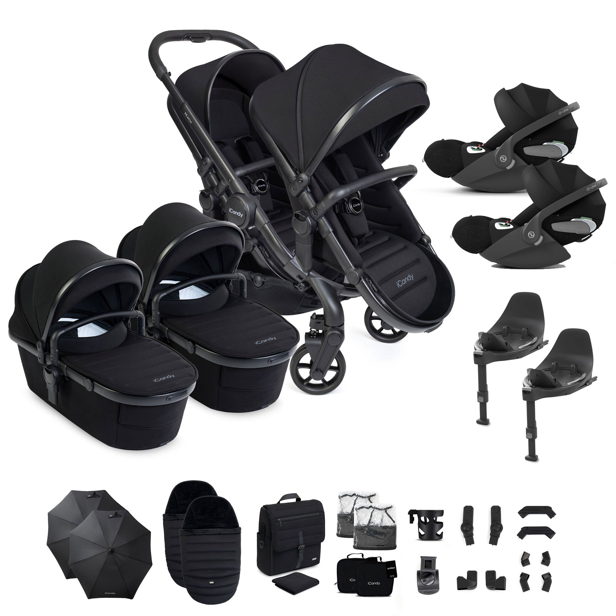 iCandy Peach 8 Twin Complete Cybex Travel System in Black