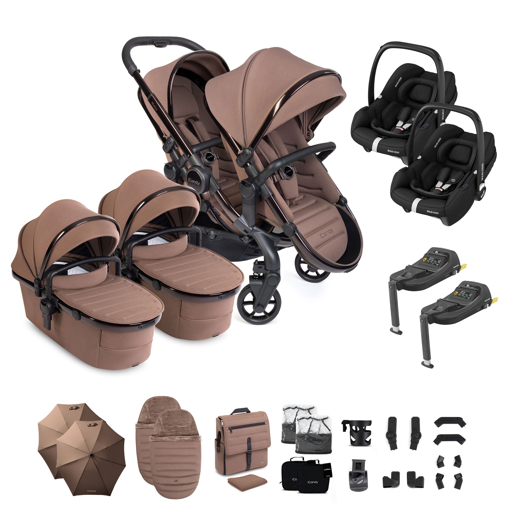 iCandy Peach 8 Editions Twin Complete Maxi-Cosi Travel System in Coco