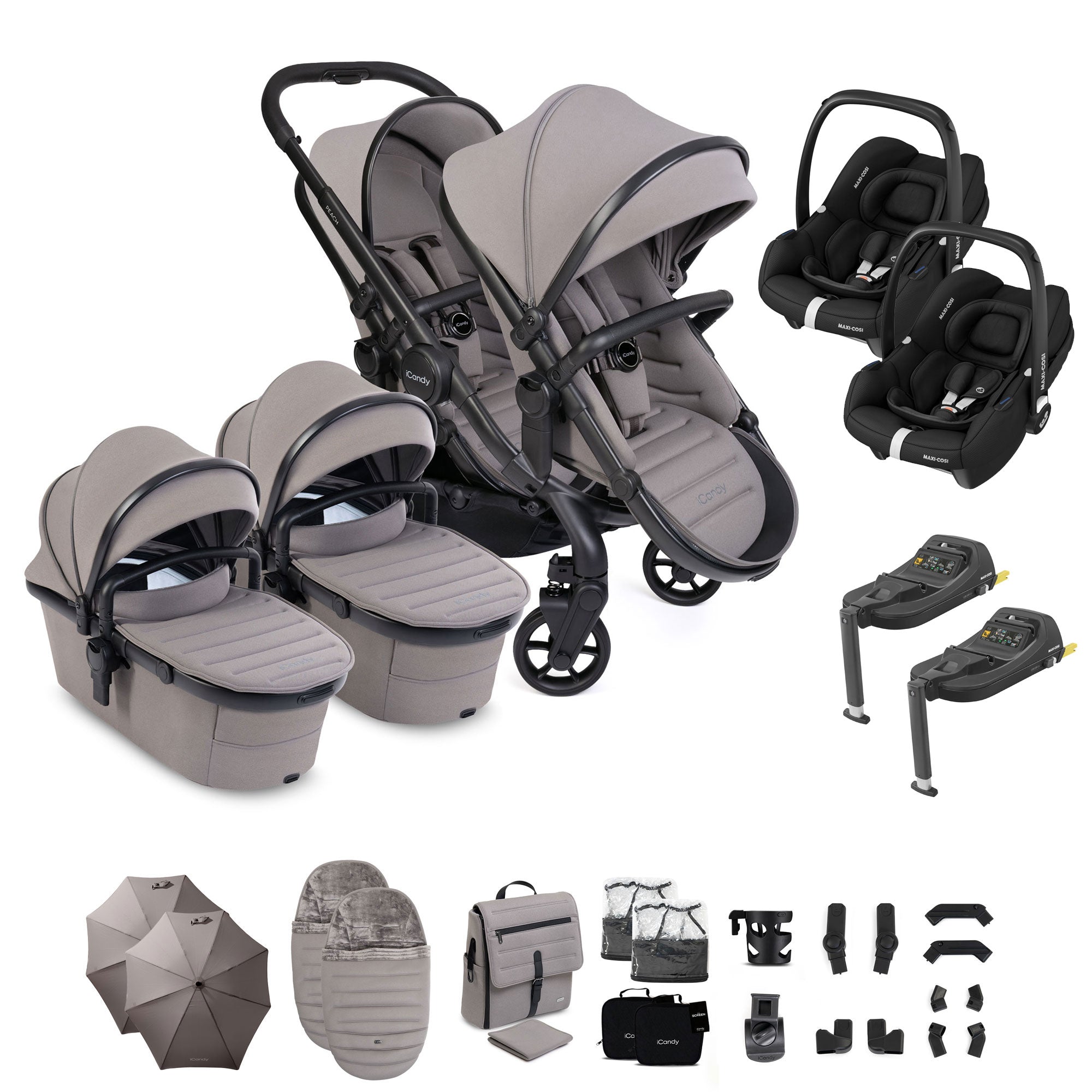 iCandy Peach 8 Twin Complete Maxi-Cosi Travel System in Porcini