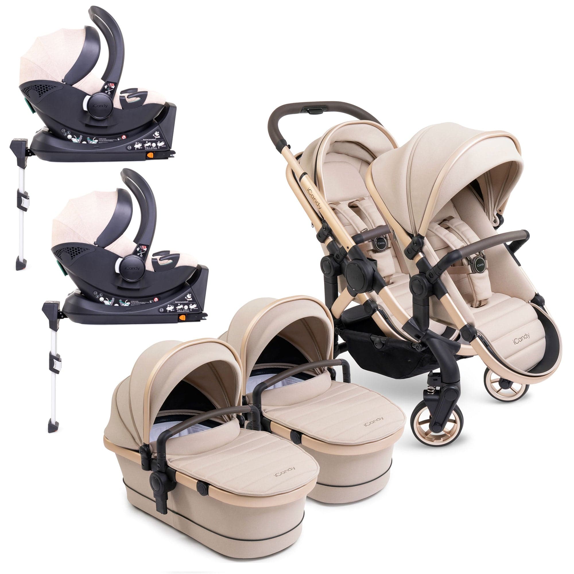 iCandy Peach 7 Twin Cocoon Bundle in Biscotti Double & Twin Prams IC2996 5010334058146