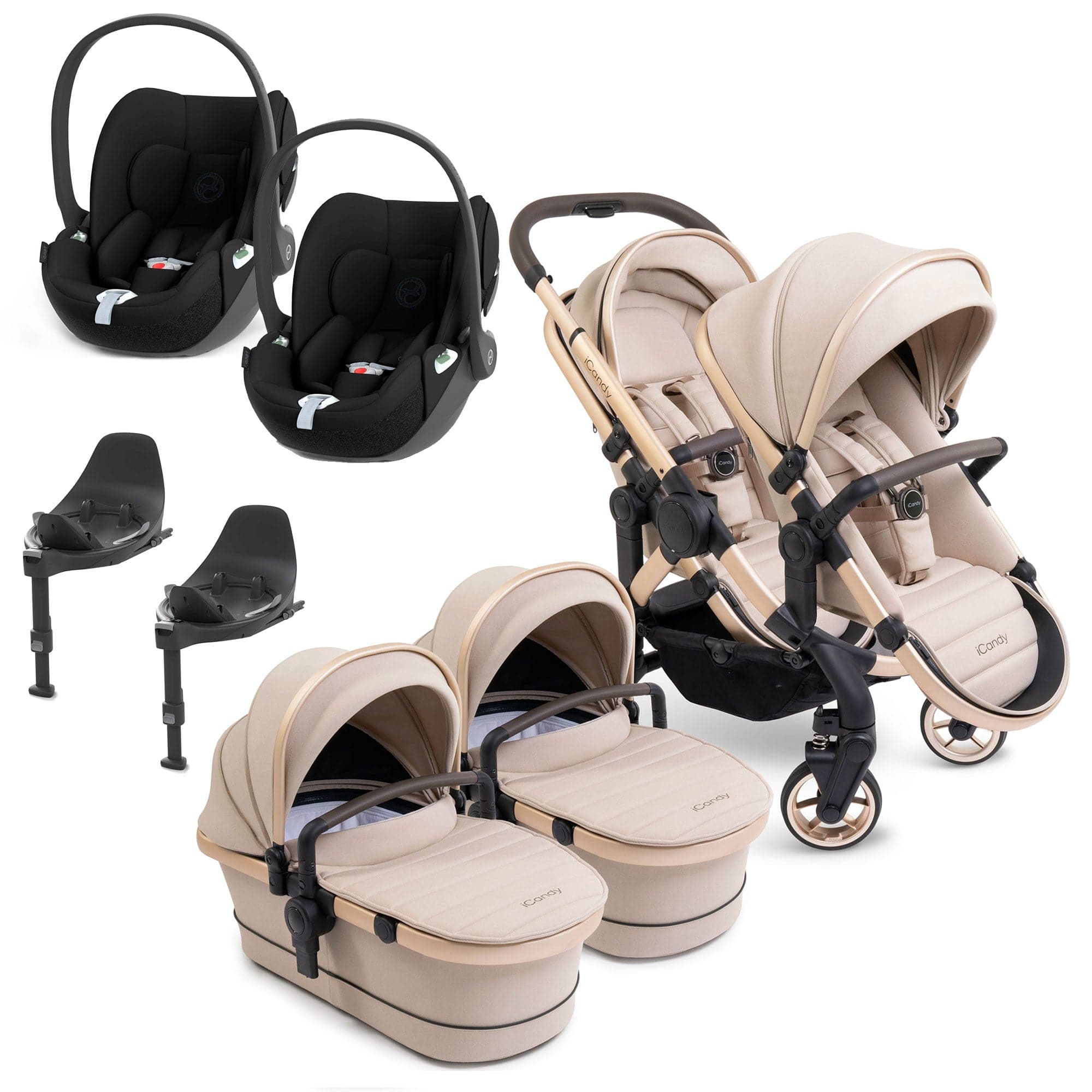 iCandy Peach 7 Twin Cybex Bundle in Biscotti Double & Twin Prams 16095-BIS-2 5010334058146