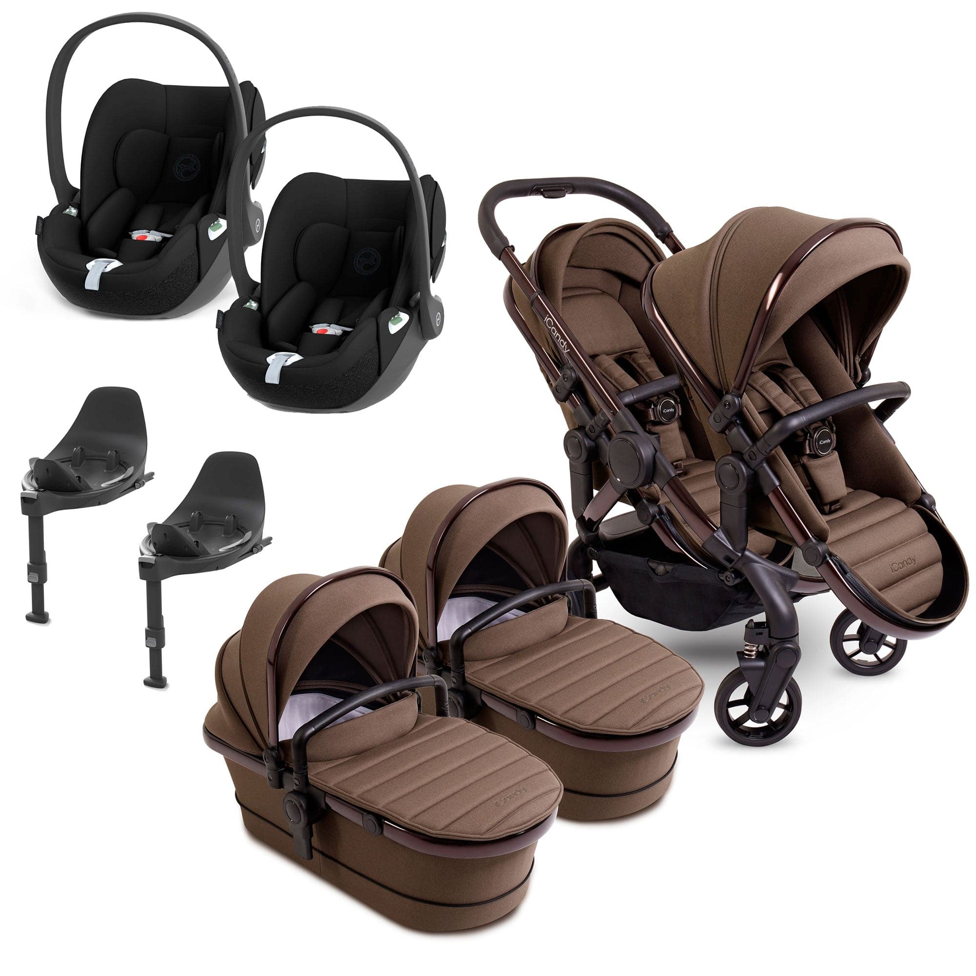 iCandy Peach 7 Twin Cybex Bundle in Coco Double & Twin Prams 16099-COC-2 5010334058184