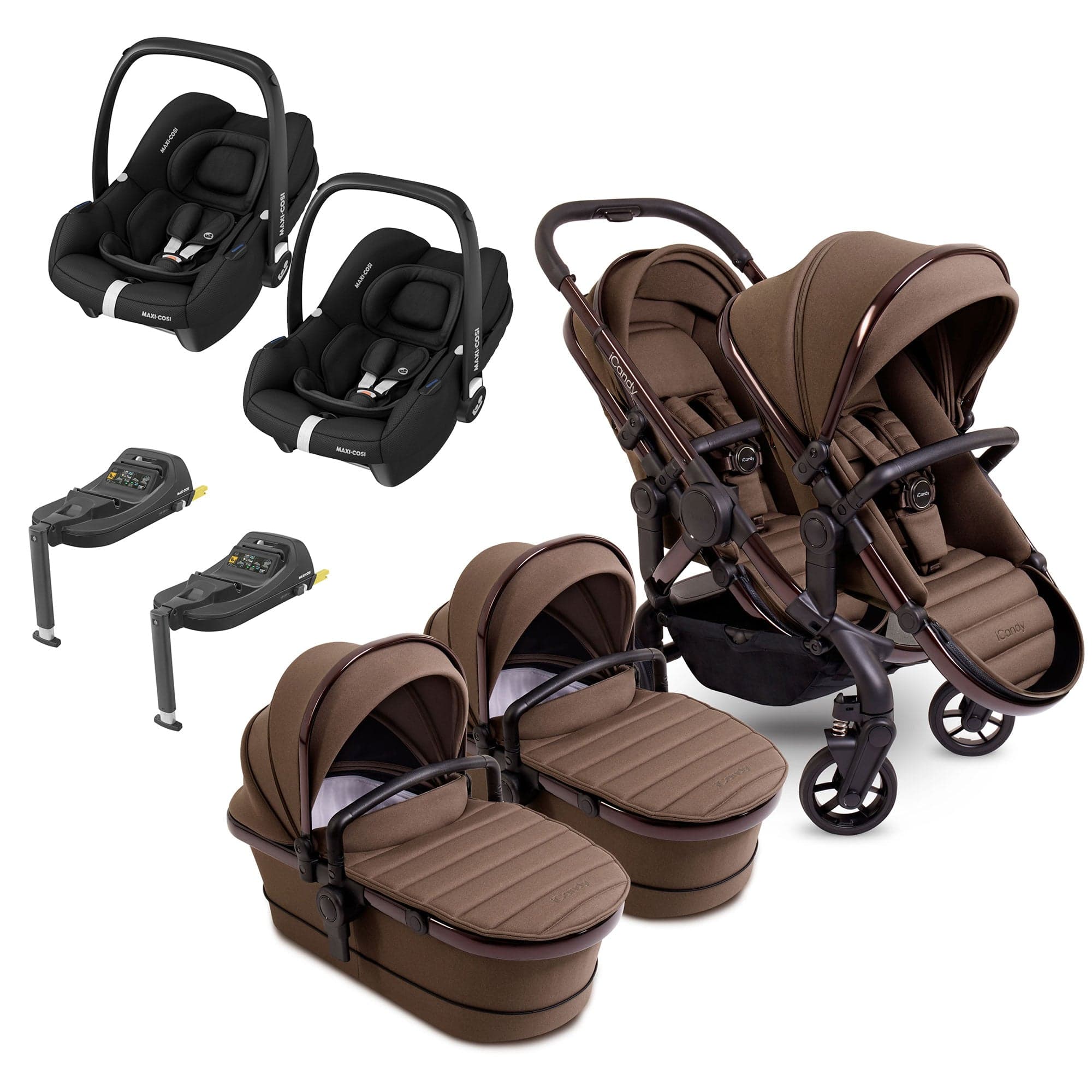 iCandy Peach 7 Twin Maxi-Cosi Bundle in Coco Double & Twin Prams 16072-COC 5010334058184
