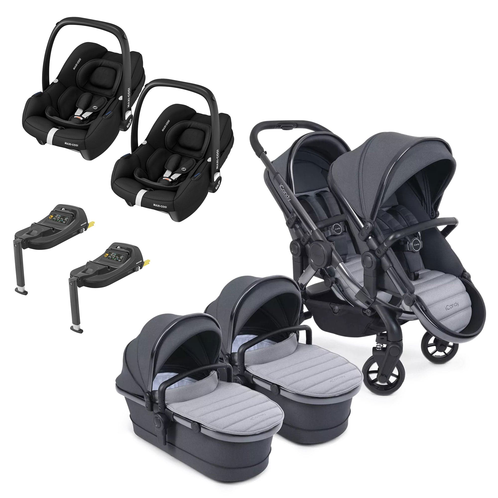iCandy Peach 7 Twin Maxi-Cosi Bundle in Truffle Double & Twin Prams 16067-TRU 5010334058139