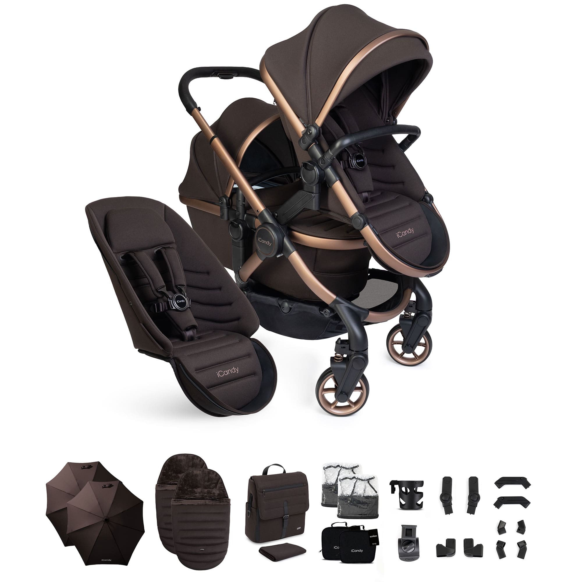 iCandy Peach 8 Editions Double Complete Bundle in Pecan Double & Twin Prams IC3421 5010334064963