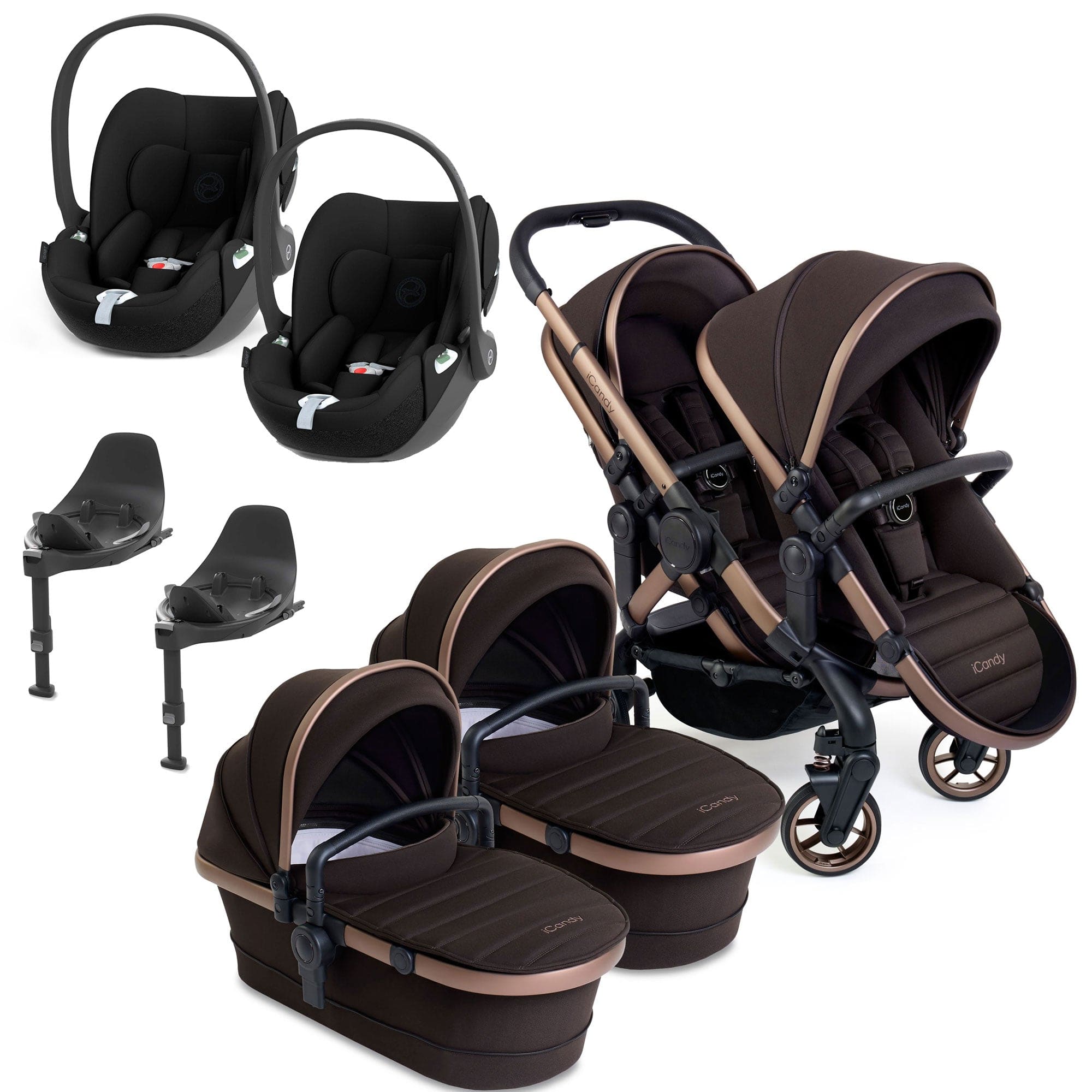iCandy Peach 7 Twin Cybex Bundle in Pecan Double & Twin Travel Systems 17647-TWIN-COMBO-CT 5010334059686