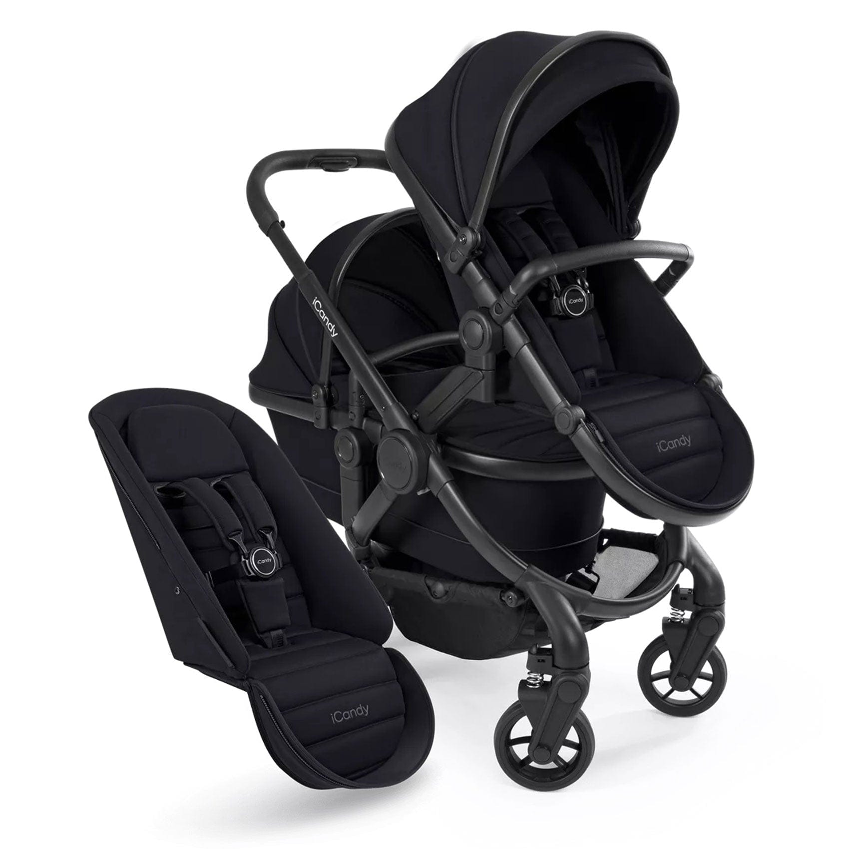 iCandy Peach 7 Double Complete Cybex Travel System in Black Pram Bundles 17714-DOUB-COMPLETE-BL 5010334058535