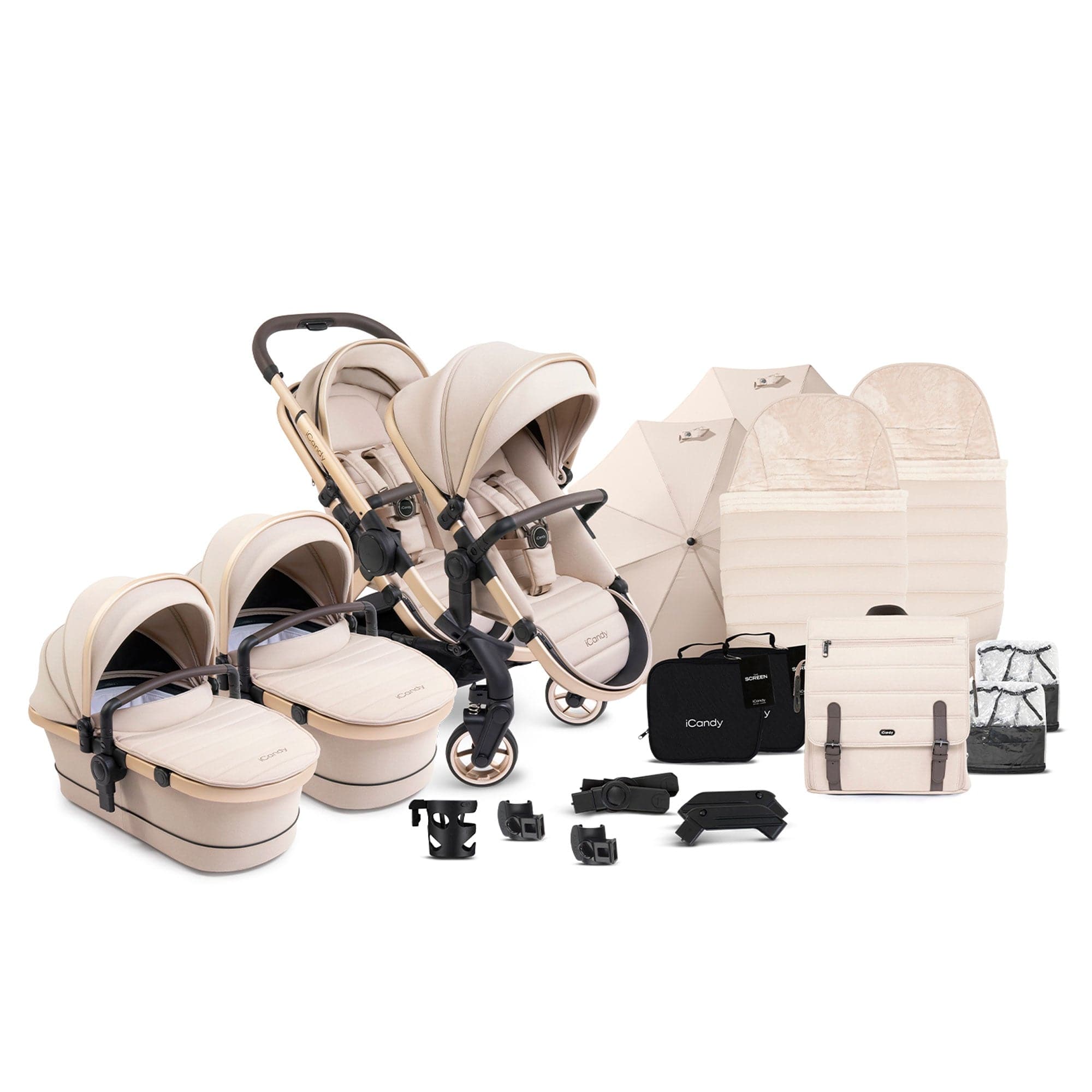 iCandy Peach 7 Twin Complete Bundle in Biscotti Pram Bundles IC3043 5010334058641