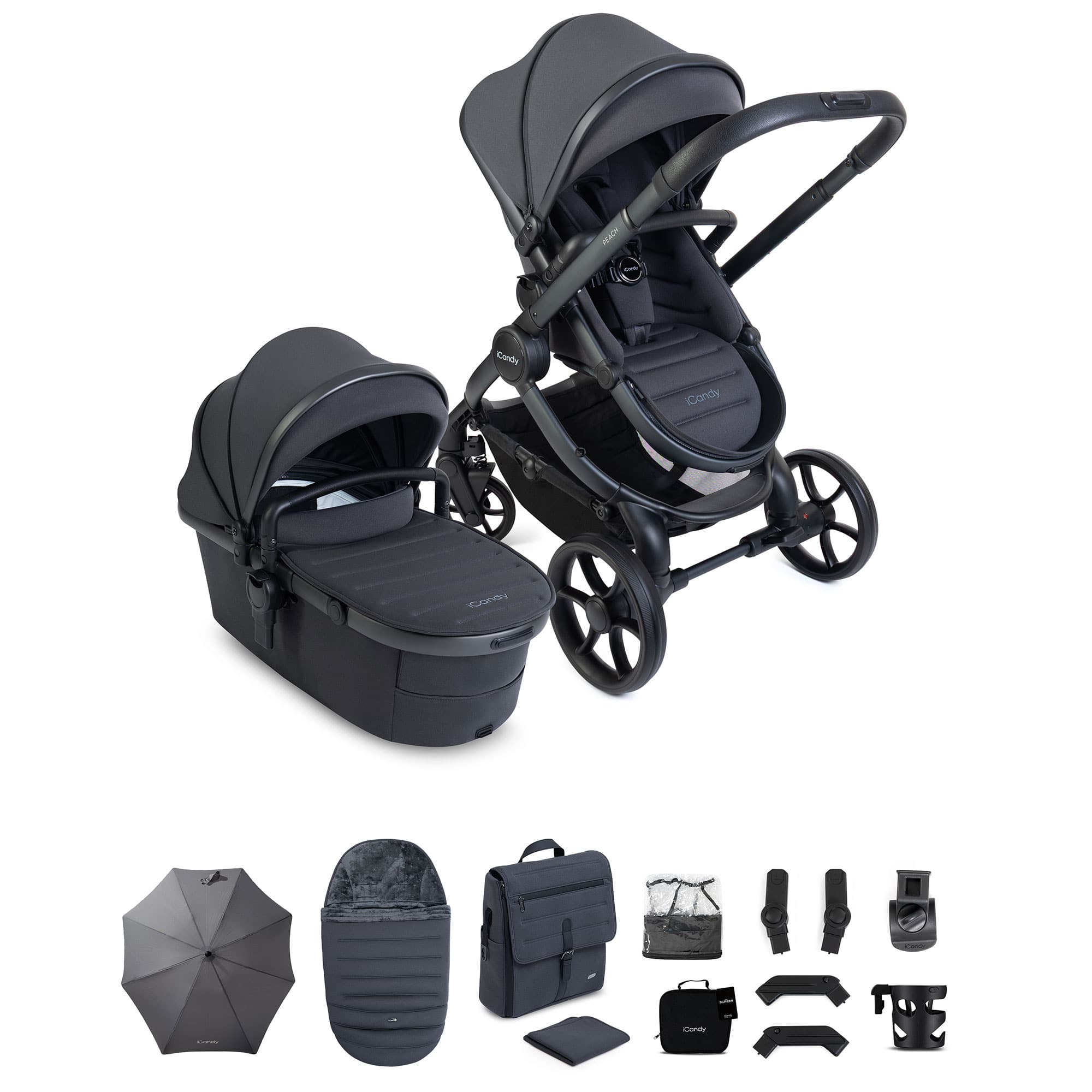 iCandy Peach 8 Complete Bundle in Grey Pram Bundles IC3399 5010334064741