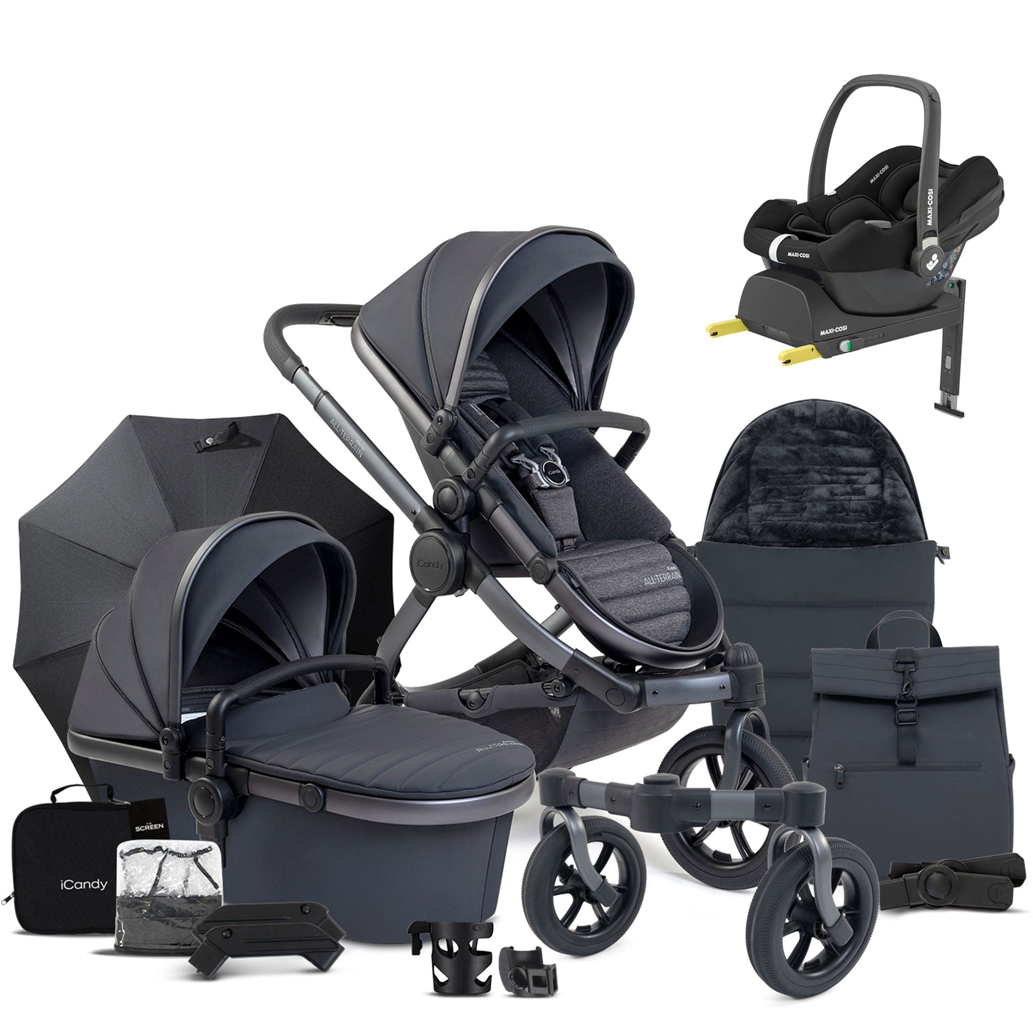 iCandy Peach 7 All Terrain Complete Maxi-Cosi Bundle in Storm Travel Systems 16316-COM-CAB 5010334052595