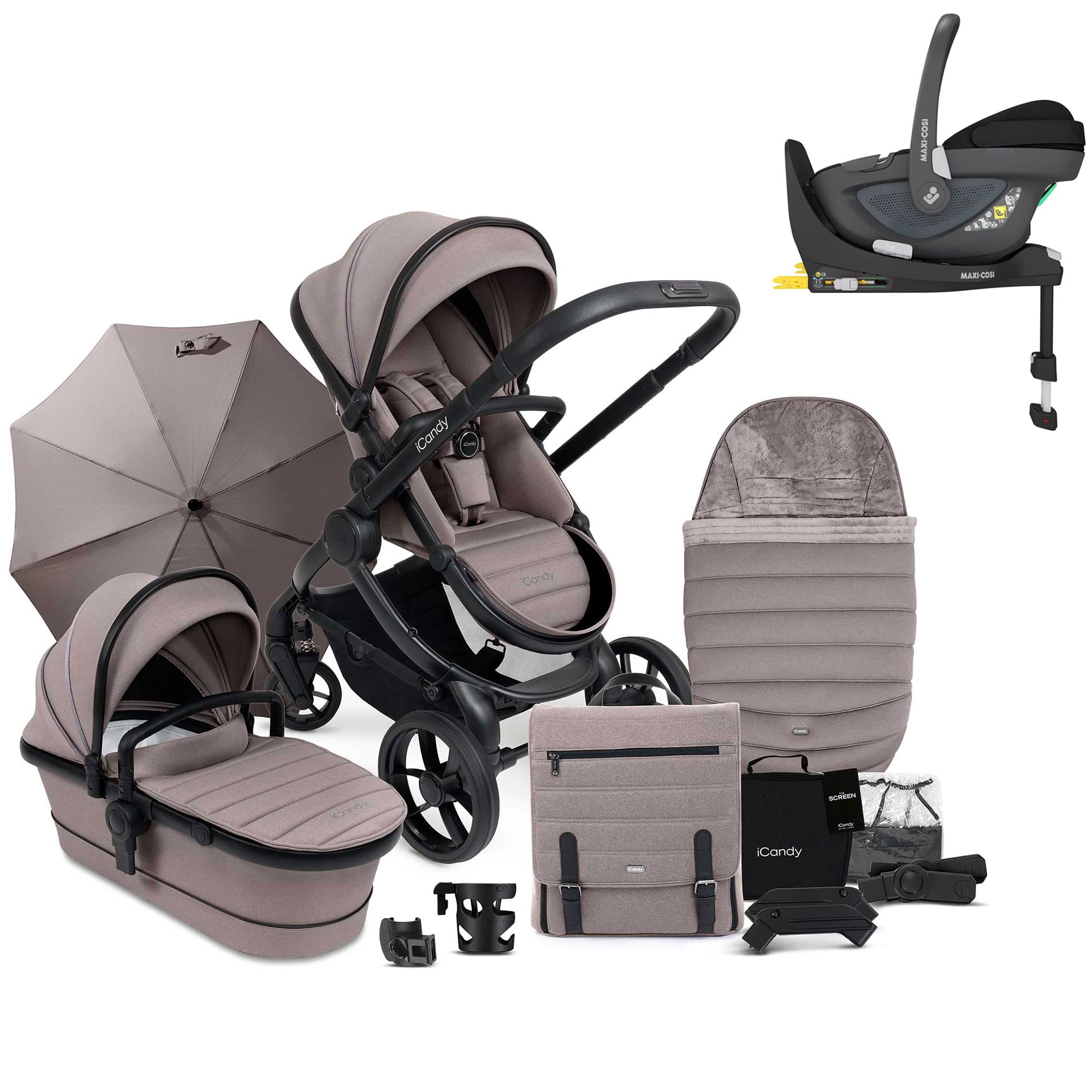 iCandy Peach 7 Complete Maxi-Cosi Bundle in Porcini Travel Systems 20536-COM-PEB-POR 5010334062914