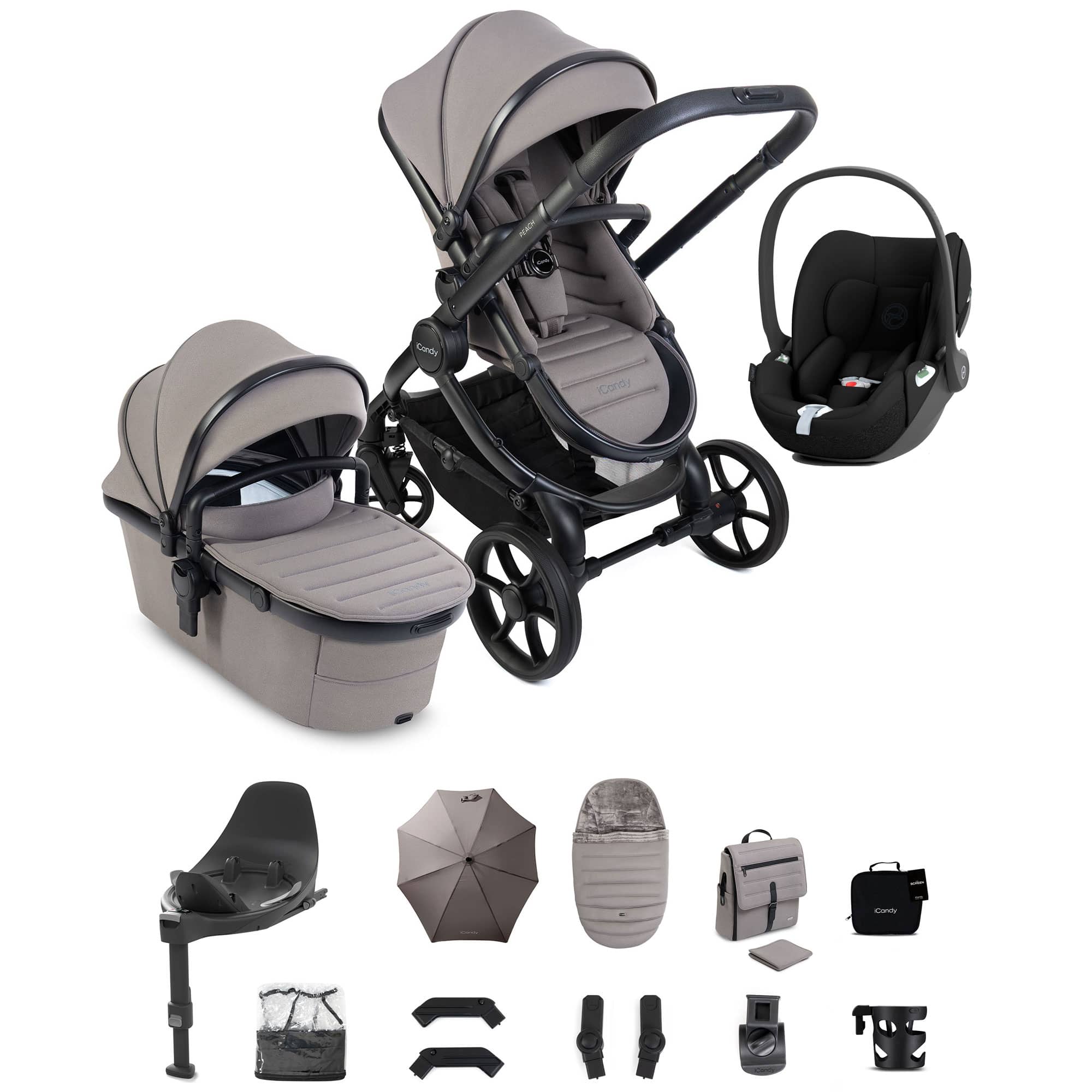 iCandy Peach 8 Complete Cybex Bundle in Porcini Travel Systems P8-CYBX-POR-CLT 5010334064772