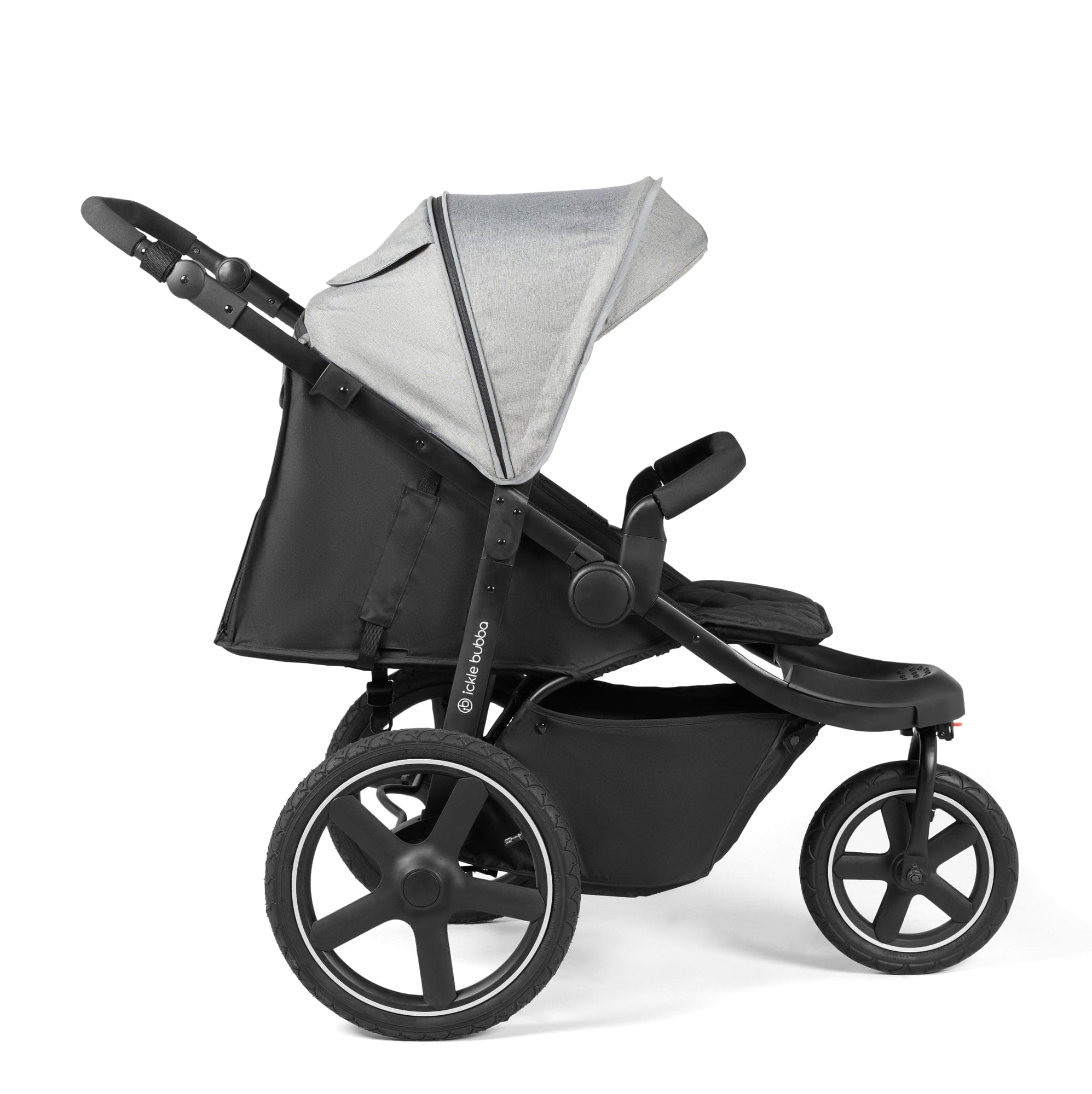 Ickle Bubba Venus Prime Jogger Stroller I-Size Travel System in Black/Space Grey with Base 3 Wheelers