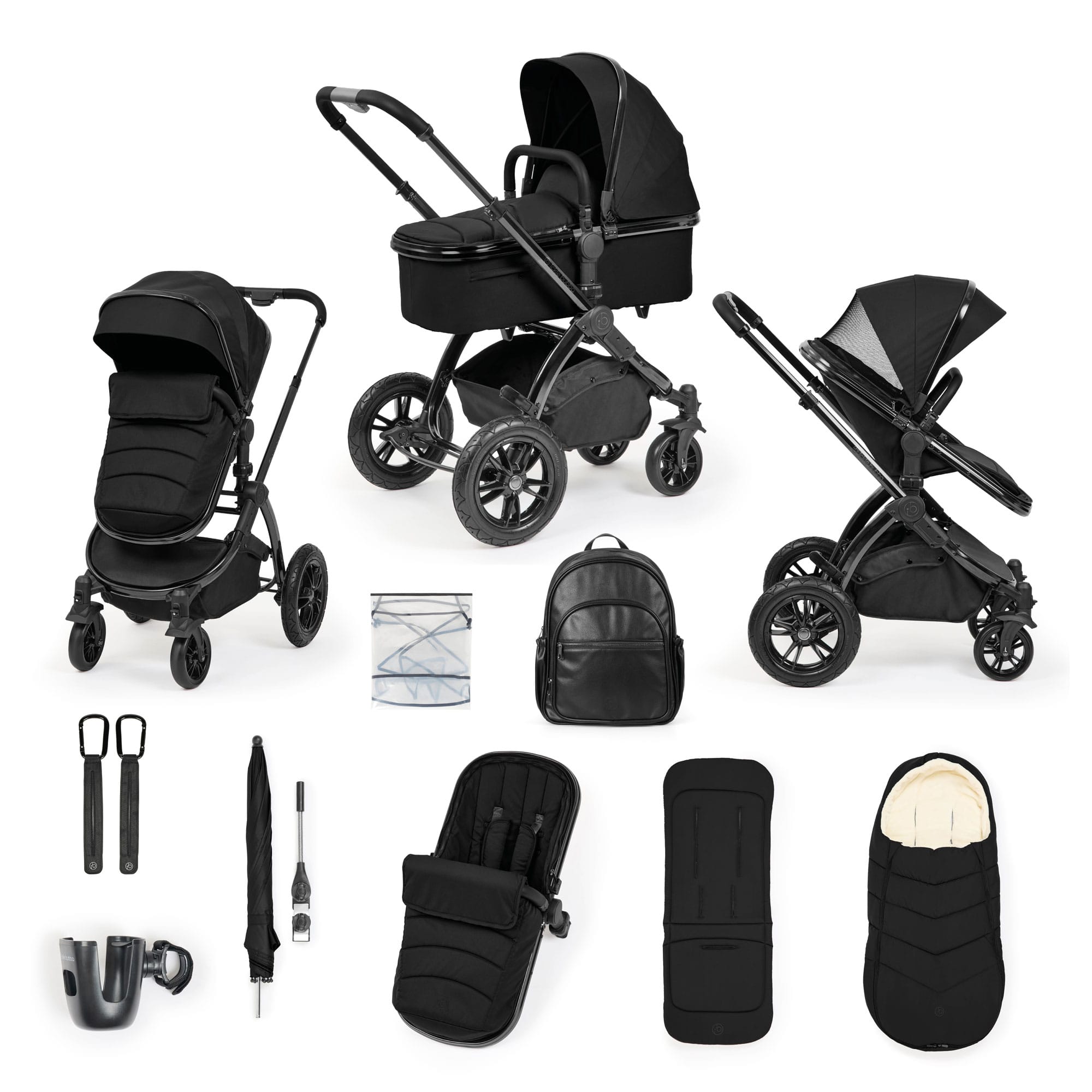 Ickle Bubba Stomp Luxe Elements Edition 12 Piece Pram in Raven Baby Prams 10-014-000-168 5056515038026