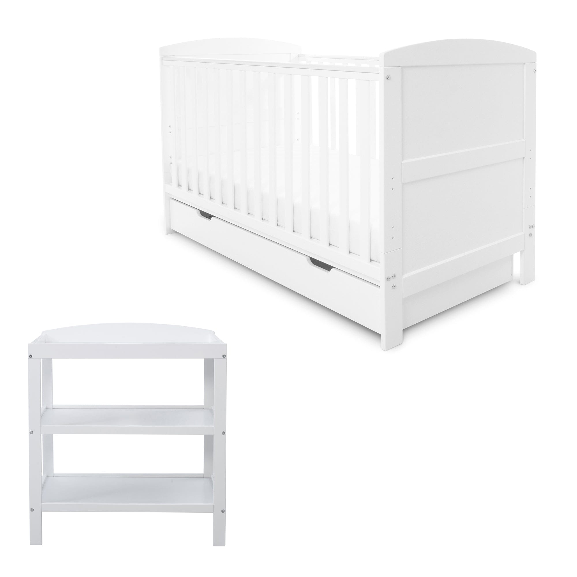 Ickle Bubba Coleby Classic 2 Piece Furniture Set with Under Drawer White Cot Beds